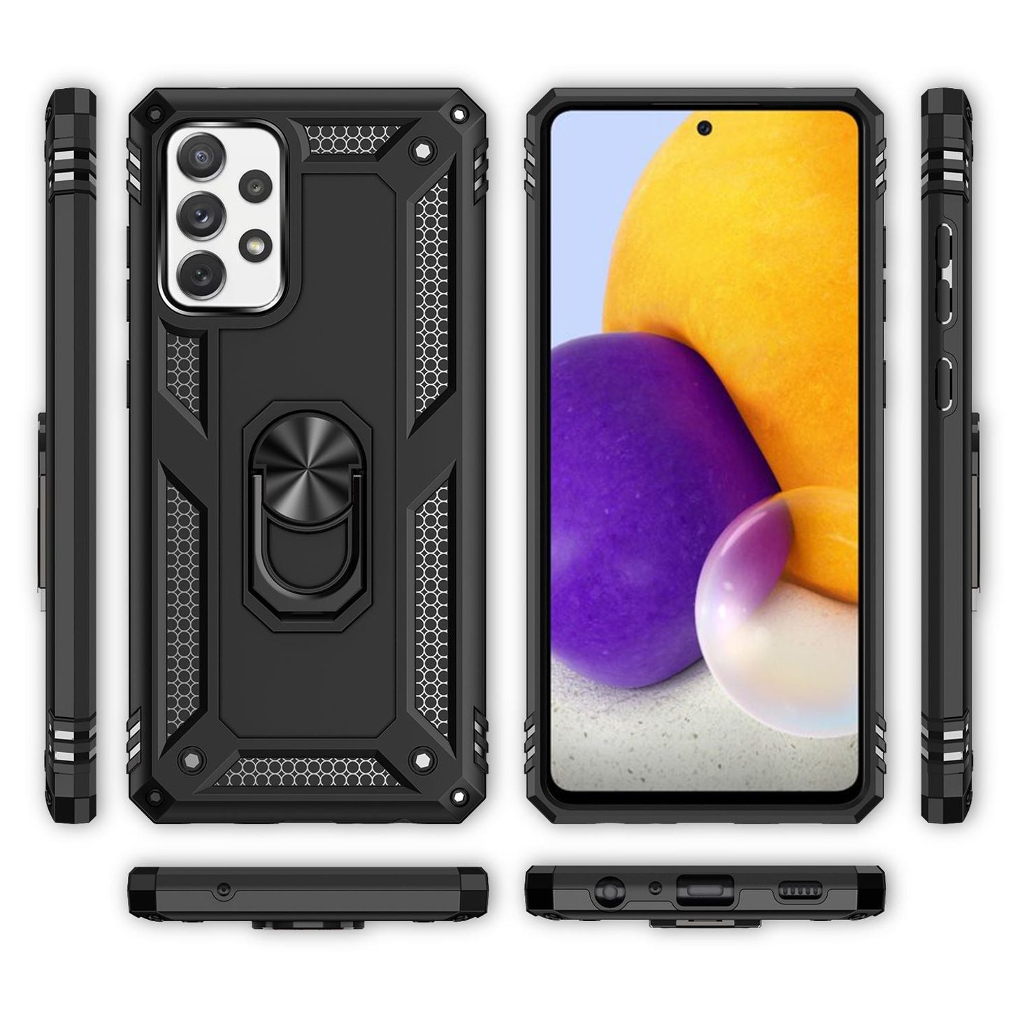 NALIA Ring Handyhülle für Samsung Galaxy A72, Silikon Cover & Hardcase Kratzfest