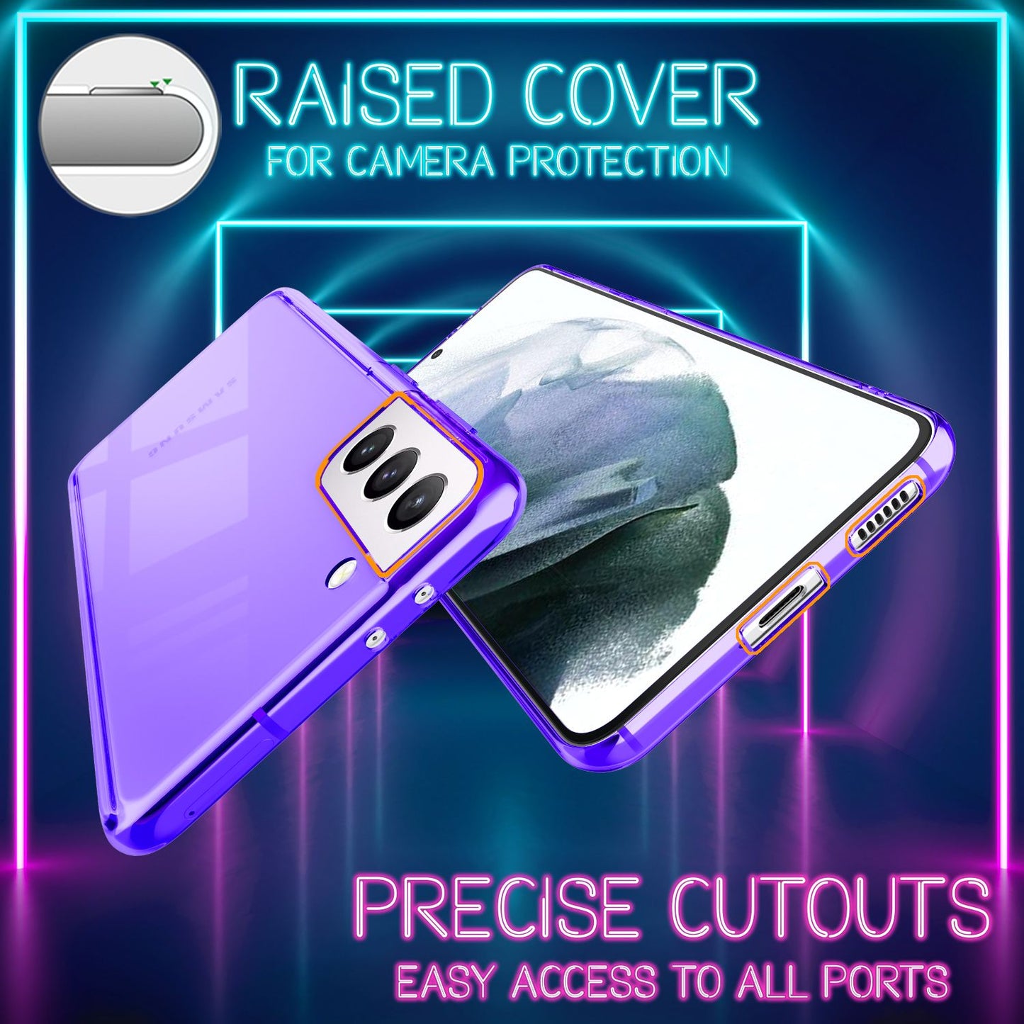 NALIA Neon Transparent Silikon Hülle S21 - Neonfarben, Passform Galaxy S21, Material Silikon