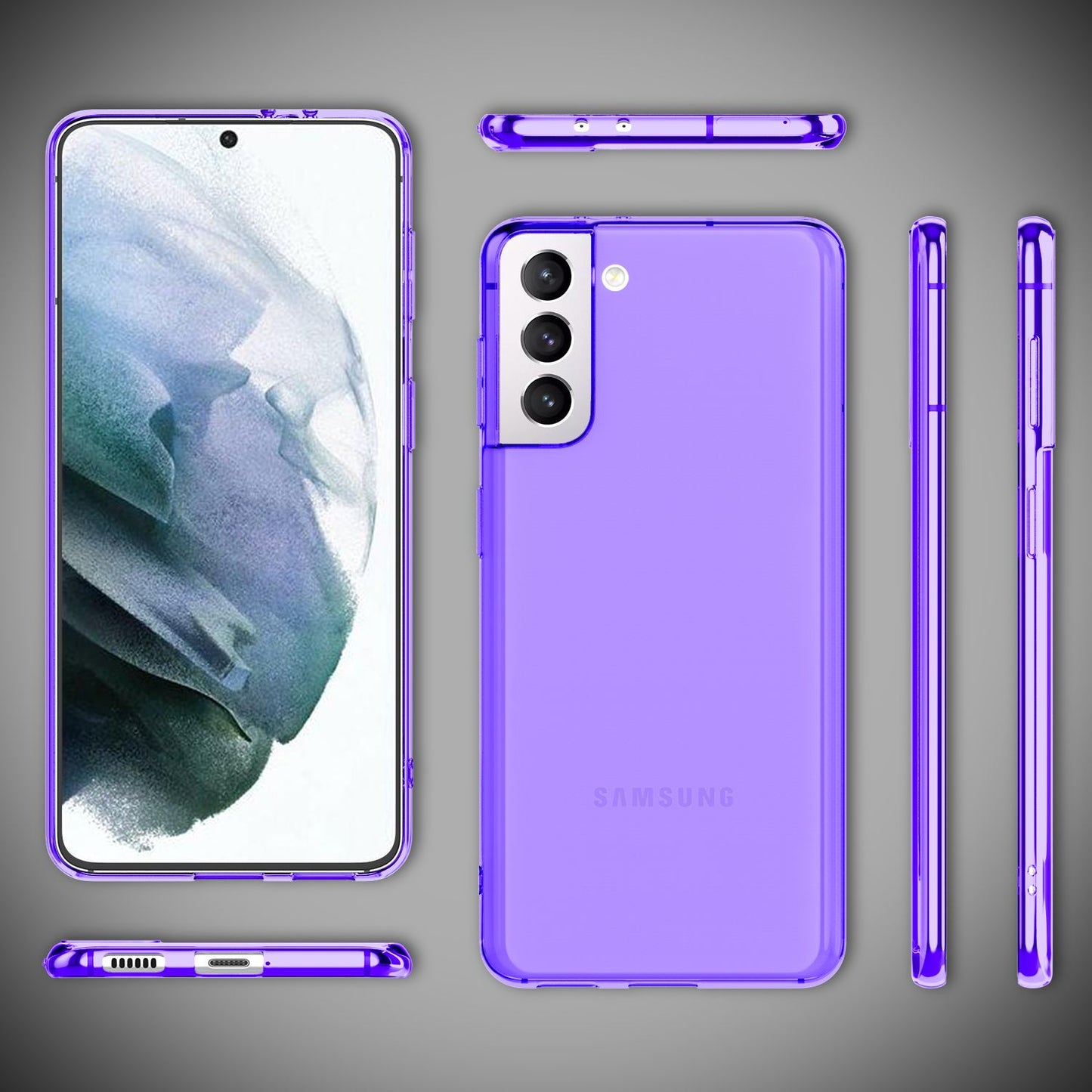 NALIA Neon Transparent Silikon Hülle S21 - Neonfarben, Passform Galaxy S21, Material Silikon