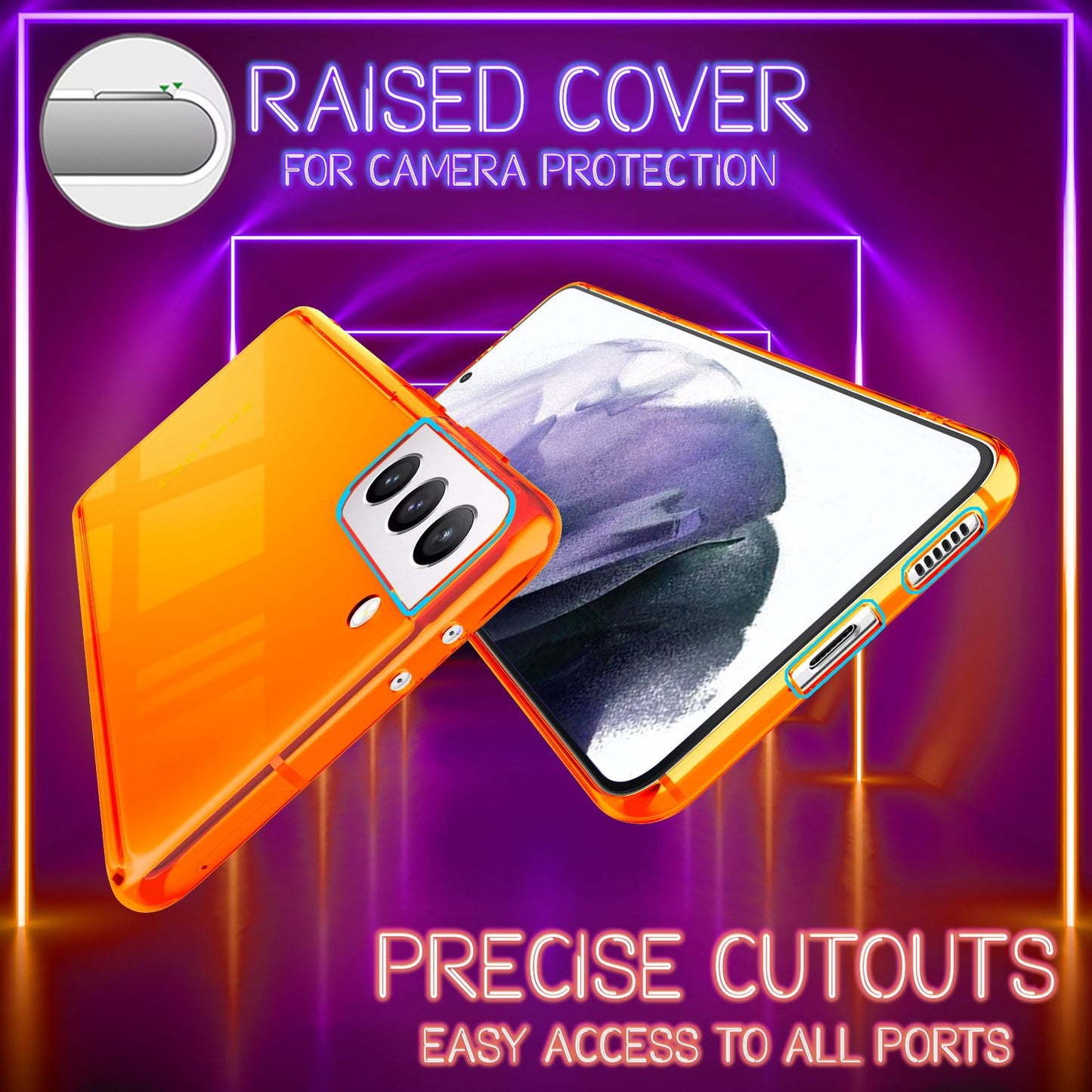 NALIA Galaxy S21+ Neon Hülle - Transparente Silikonhülle, Neonfarben, Passform Galaxy S21+