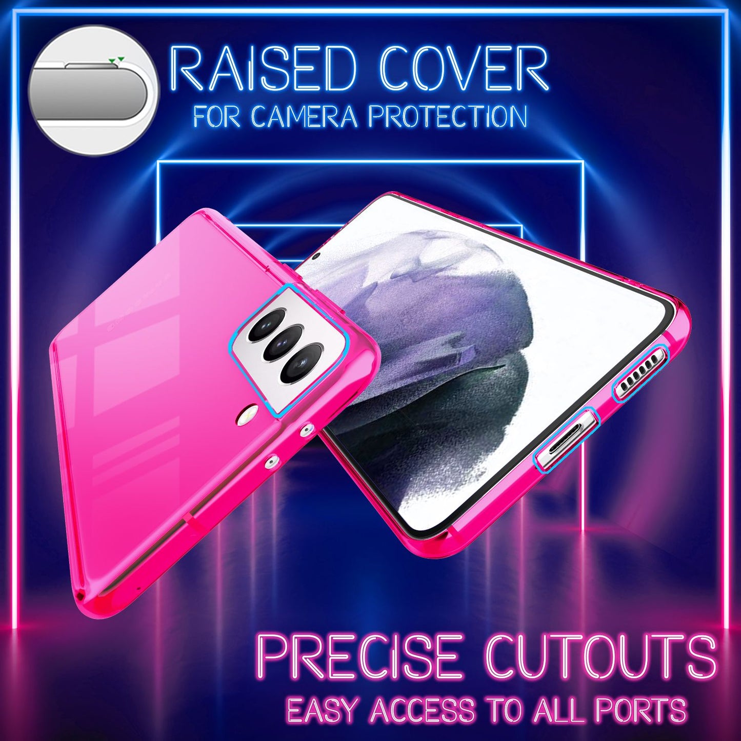 NALIA Galaxy S21+ Neon Hülle - Transparente Silikonhülle, Neonfarben, Passform Galaxy S21+