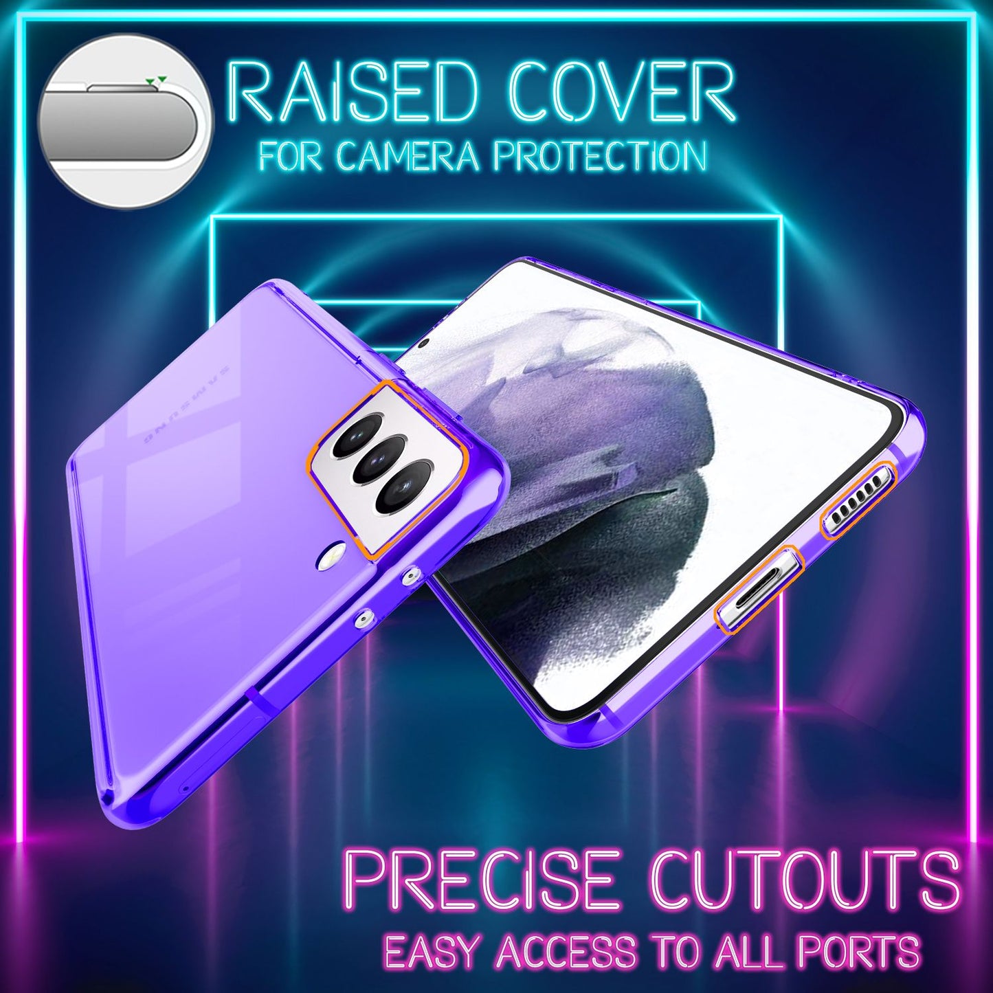 NALIA Galaxy S21+ Neon Hülle - Transparente Silikonhülle, Neonfarben, Passform Galaxy S21+