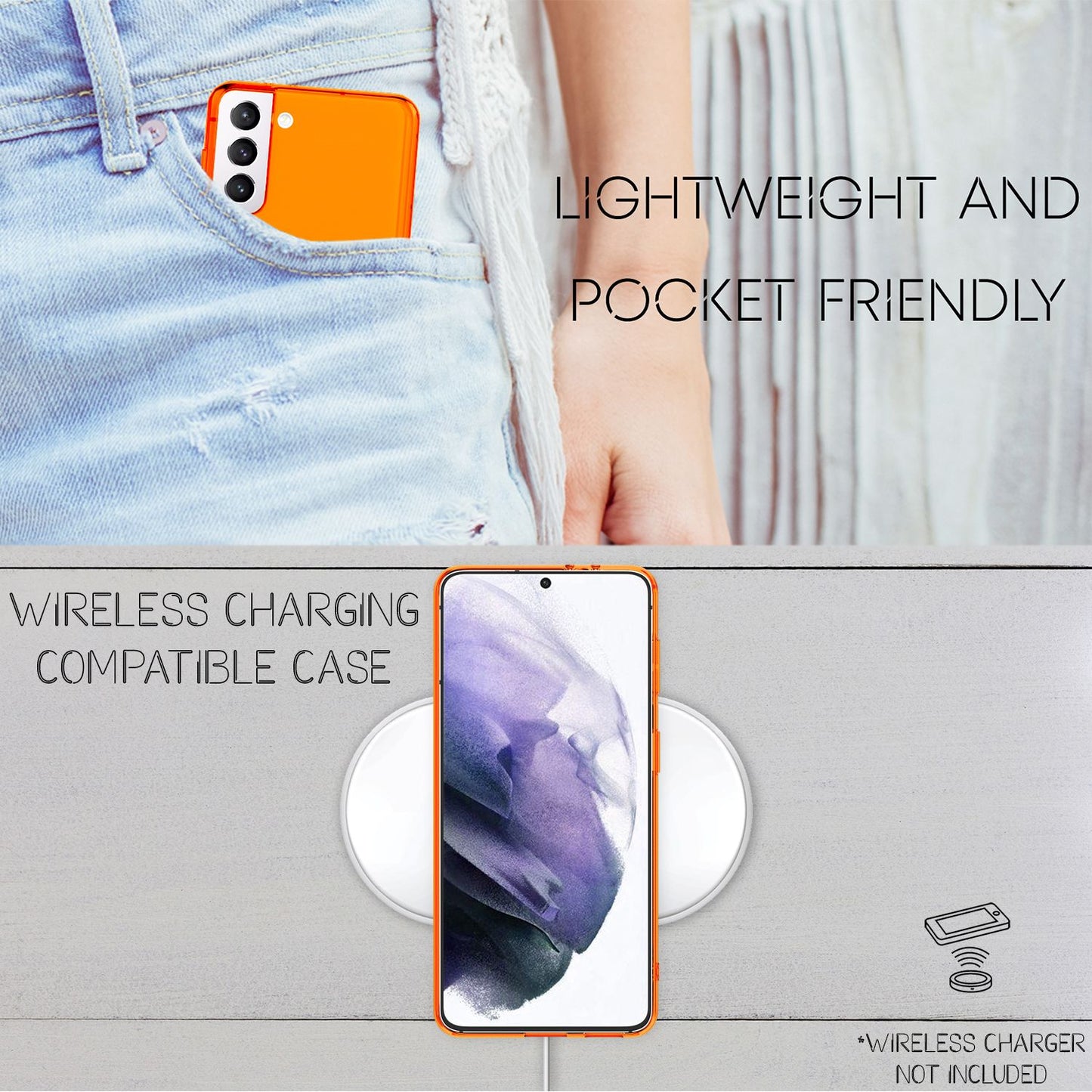 NALIA Galaxy S21+ Neon Hülle - Transparente Silikonhülle, Neonfarben, Passform Galaxy S21+