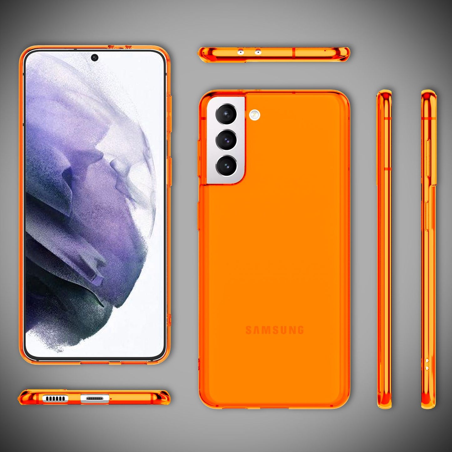 NALIA Galaxy S21+ Neon Hülle - Transparente Silikonhülle, Neonfarben, Passform Galaxy S21+