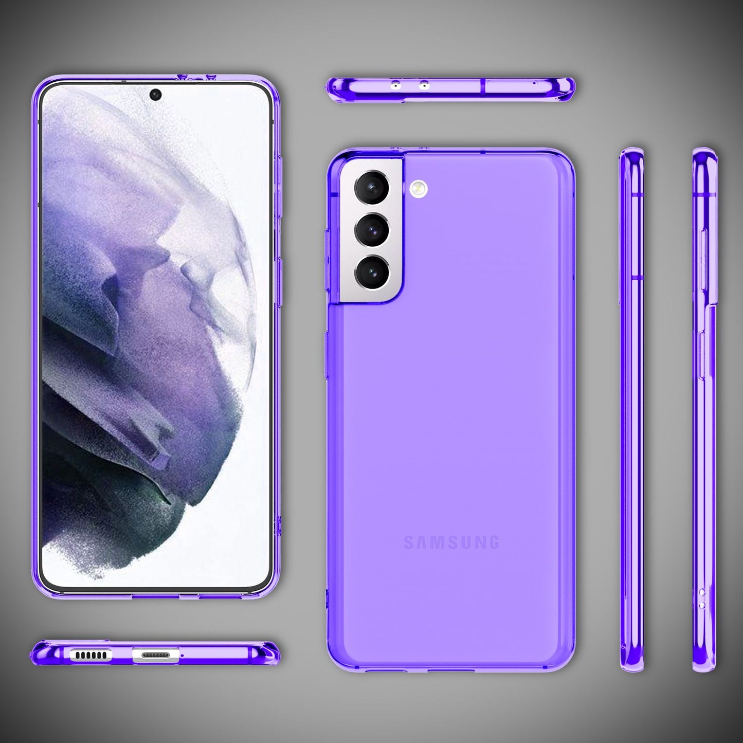 NALIA Galaxy S21+ Neon Hülle - Transparente Silikonhülle, Neonfarben, Passform Galaxy S21+