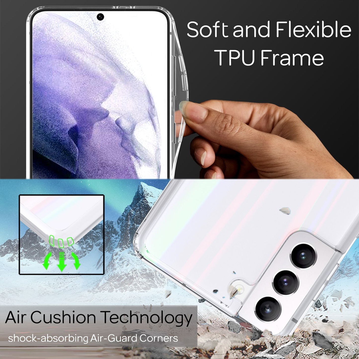 NALIA Hartglas Case Galaxy S21 Plus Regenbogen - Material Hartglas Transparent Abmessungen 15,2 x 7,4 cm Gewicht 9 g