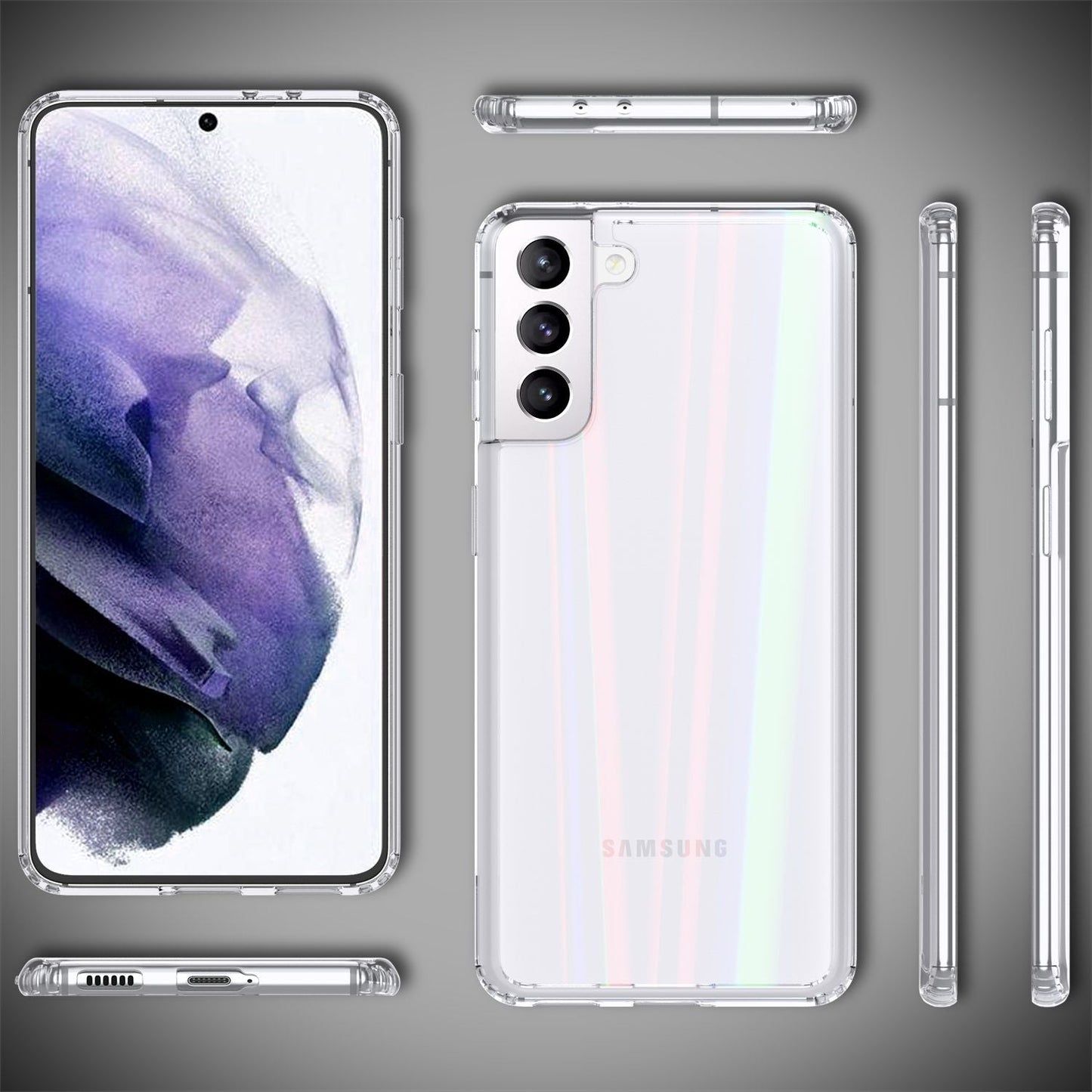 NALIA Hartglas Case Galaxy S21 Plus Regenbogen - Material Hartglas Transparent Abmessungen 15,2 x 7,4 cm Gewicht 9 g
