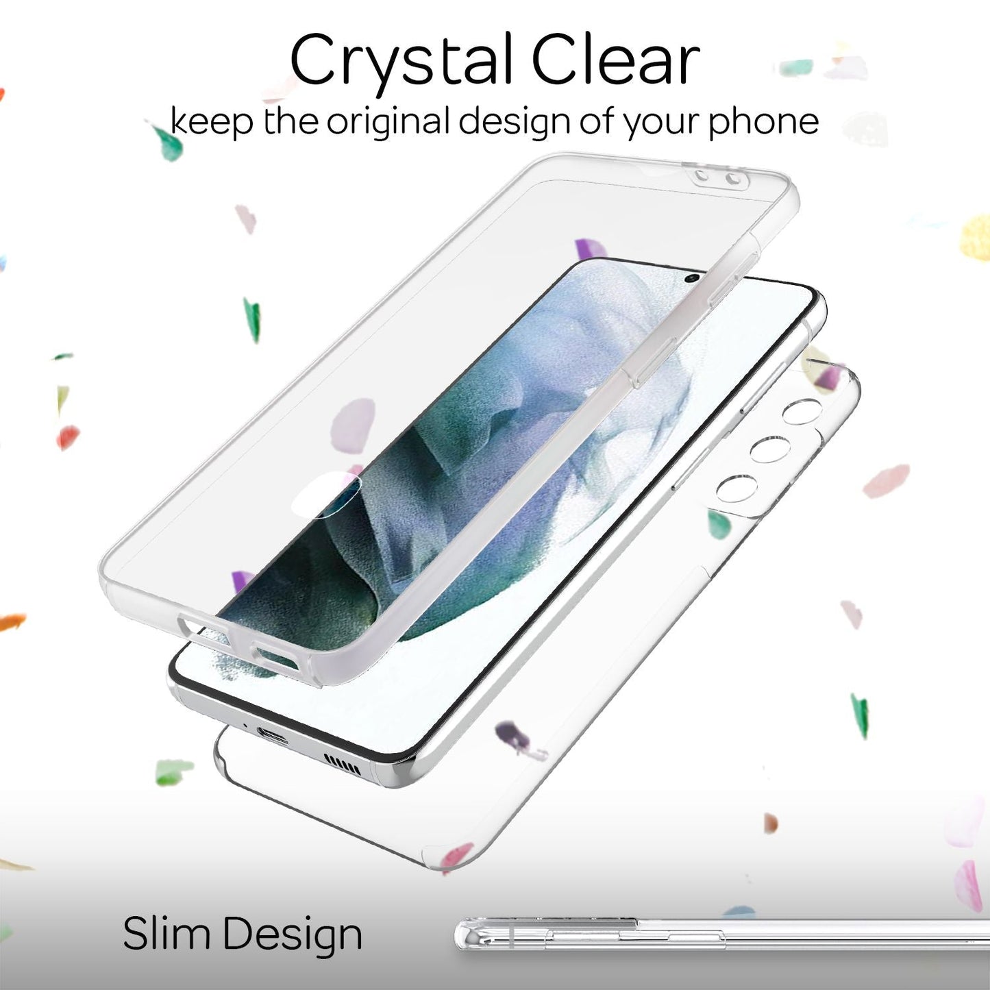 NALIA 360 Grad Handy Hülle für Samsung Galaxy S21, Transparent Cover Case Etui