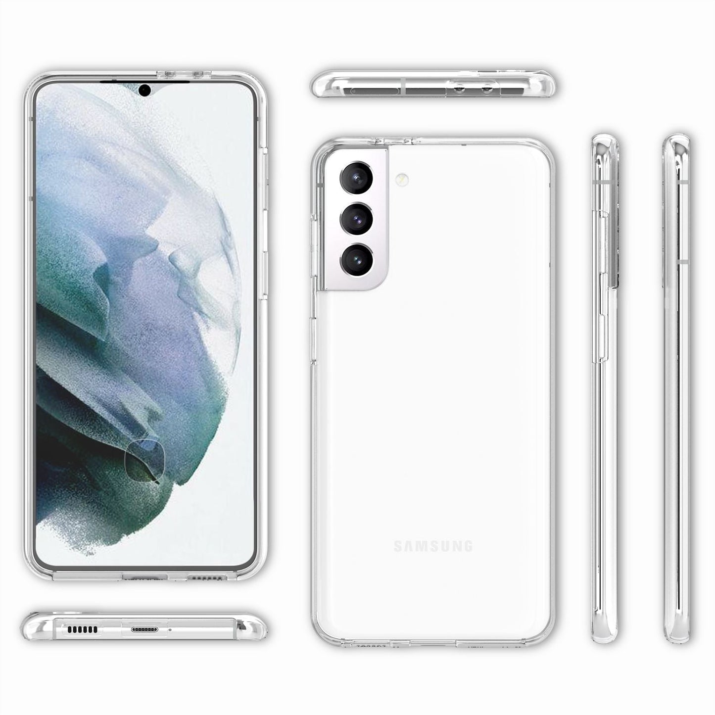 NALIA 360 Grad Handy Hülle für Samsung Galaxy S21, Transparent Cover Case Etui