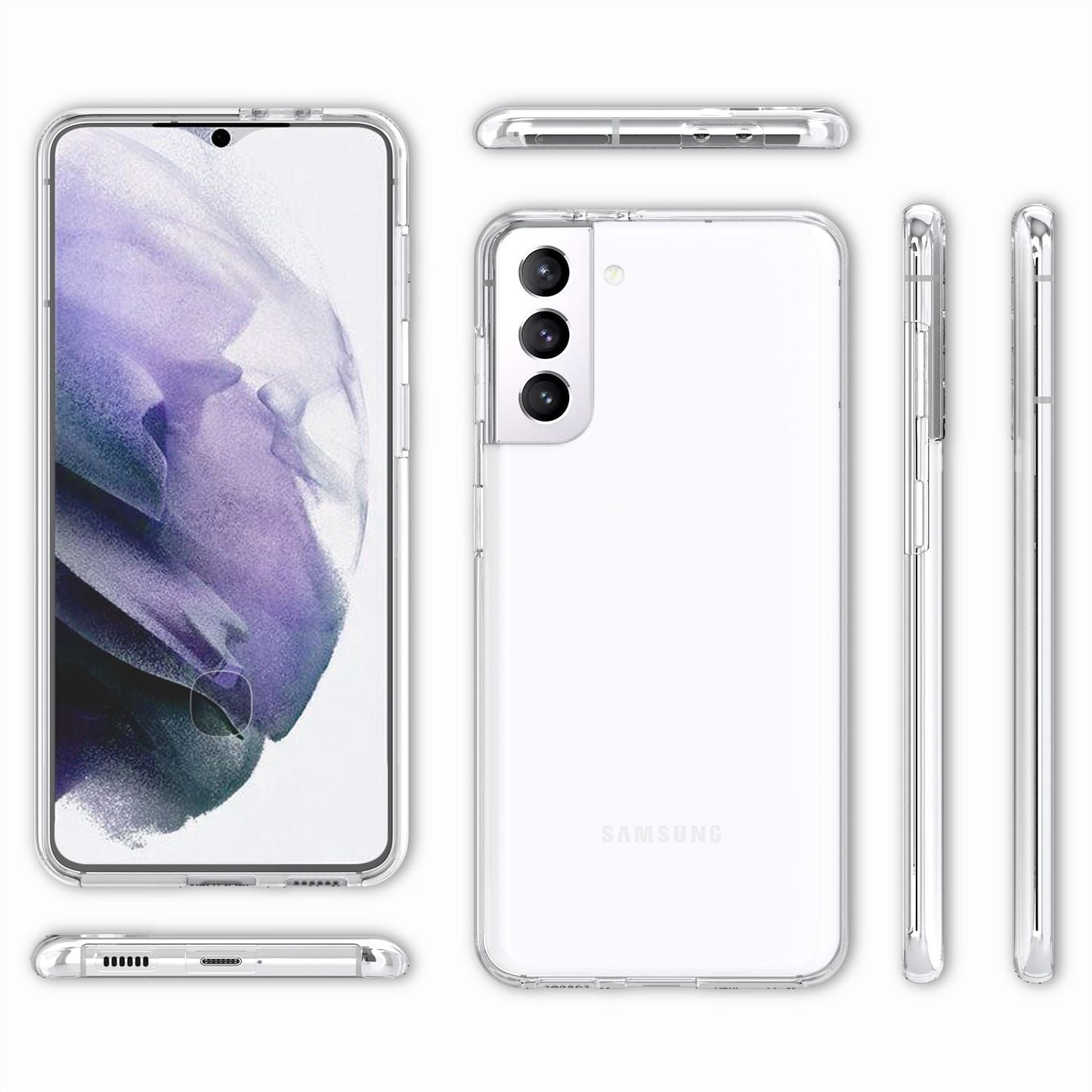 NALIA 360 Grad Handy Hülle Transparente Vollabdeckung - Kompatibel Galaxy S21 Plus Dünn Stoßfest