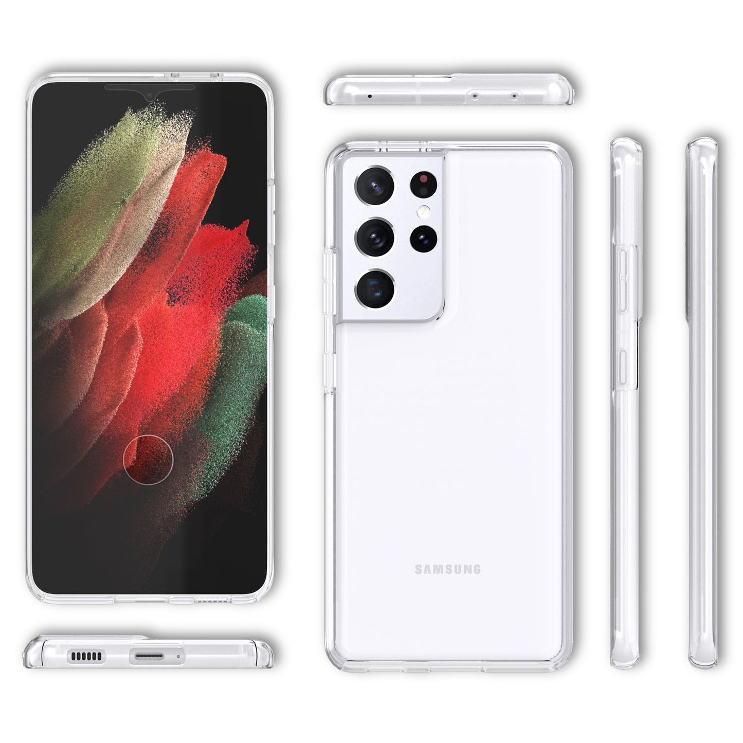 NALIA 360 Grad Handy Hülle für Samsung Galaxy S21 Ultra, Transparenter Komplettschutz