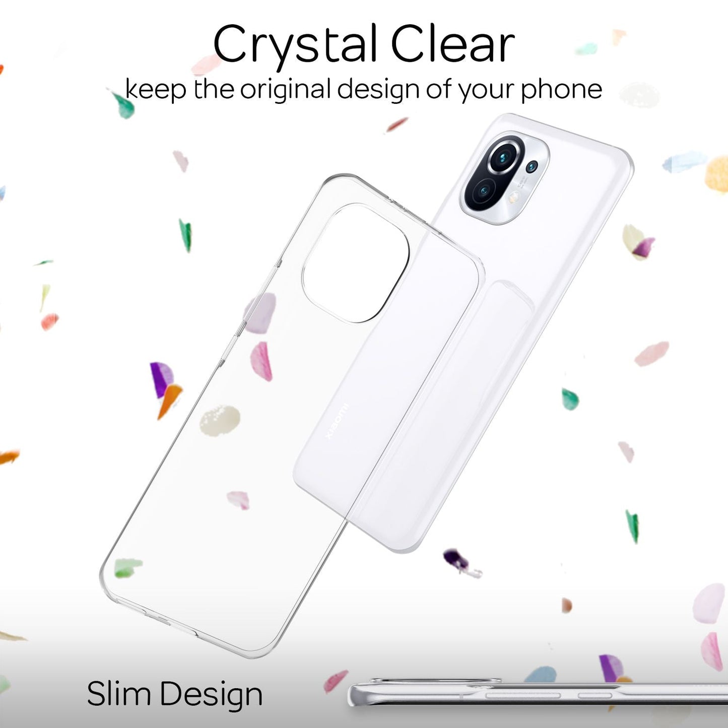 NALIA Klare Handy Hülle für Xiaomi Mi 11 5G, Transparent Silikon Cover Case Etui