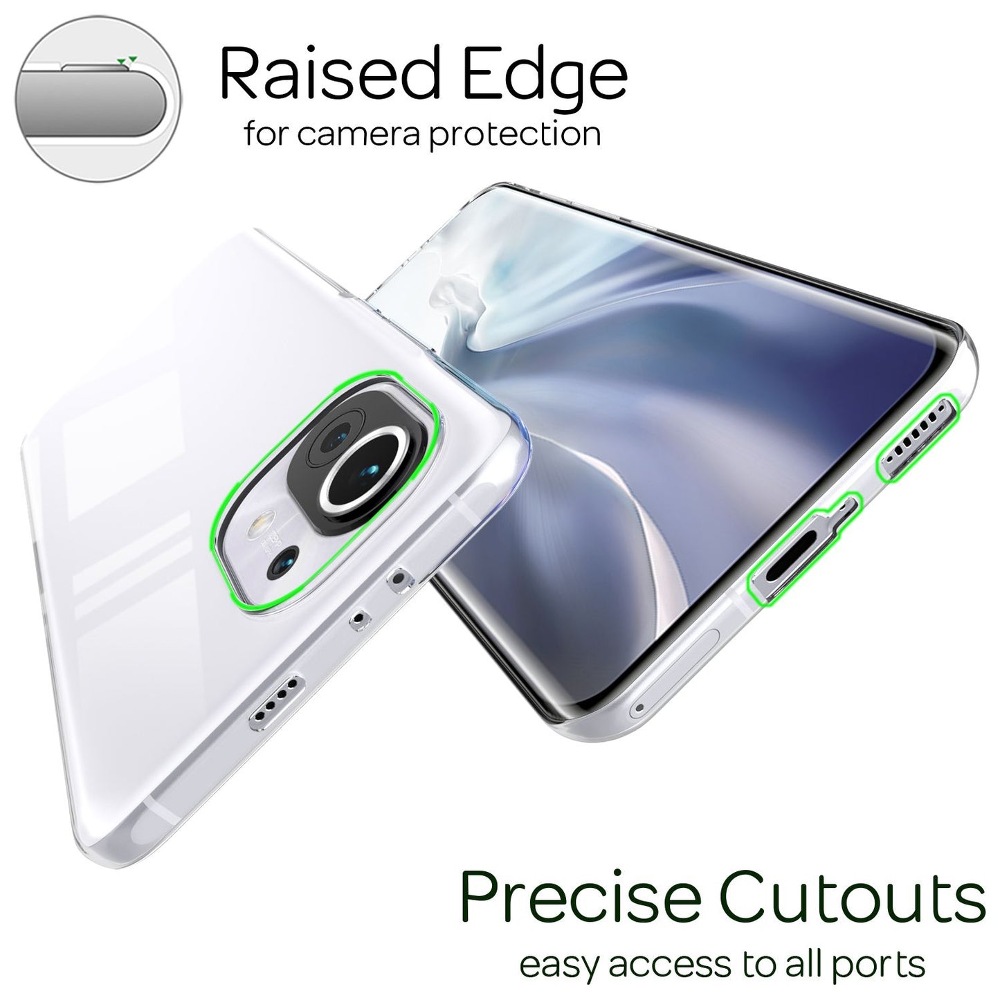 NALIA Klare Handy Hülle für Xiaomi Mi 11 5G, Transparent Silikon Cover Case Etui