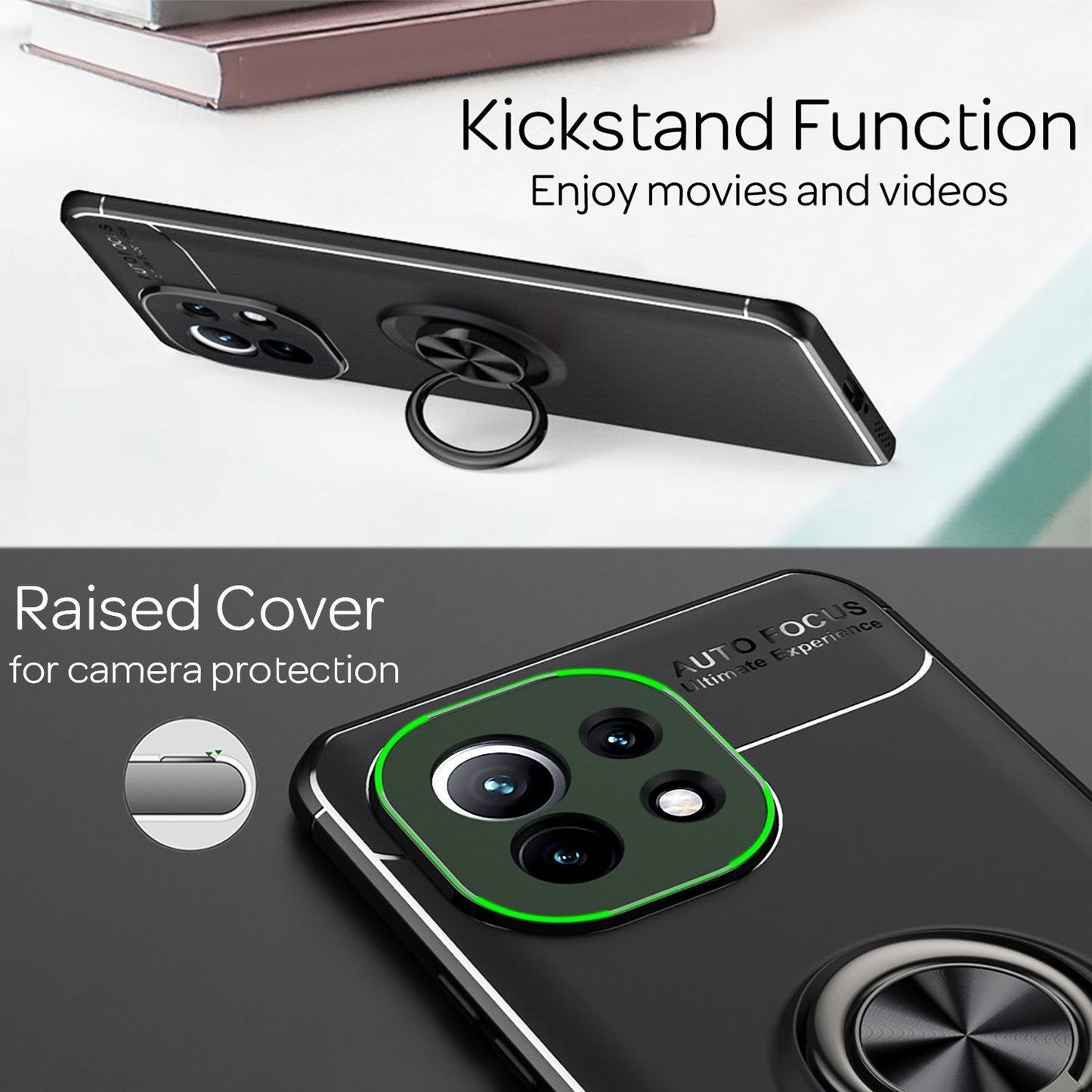 NALIA Ring Handyhülle für Xiaomi Mi 11 5G, Silikon Cover Schutz Tasche Case Etui