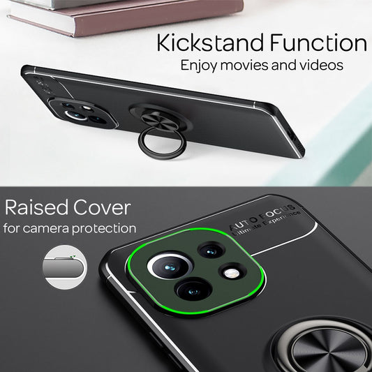 NALIA Ring Handyhülle für Xiaomi Mi 11 5G, Silikon Cover Schutz Tasche Case Etui