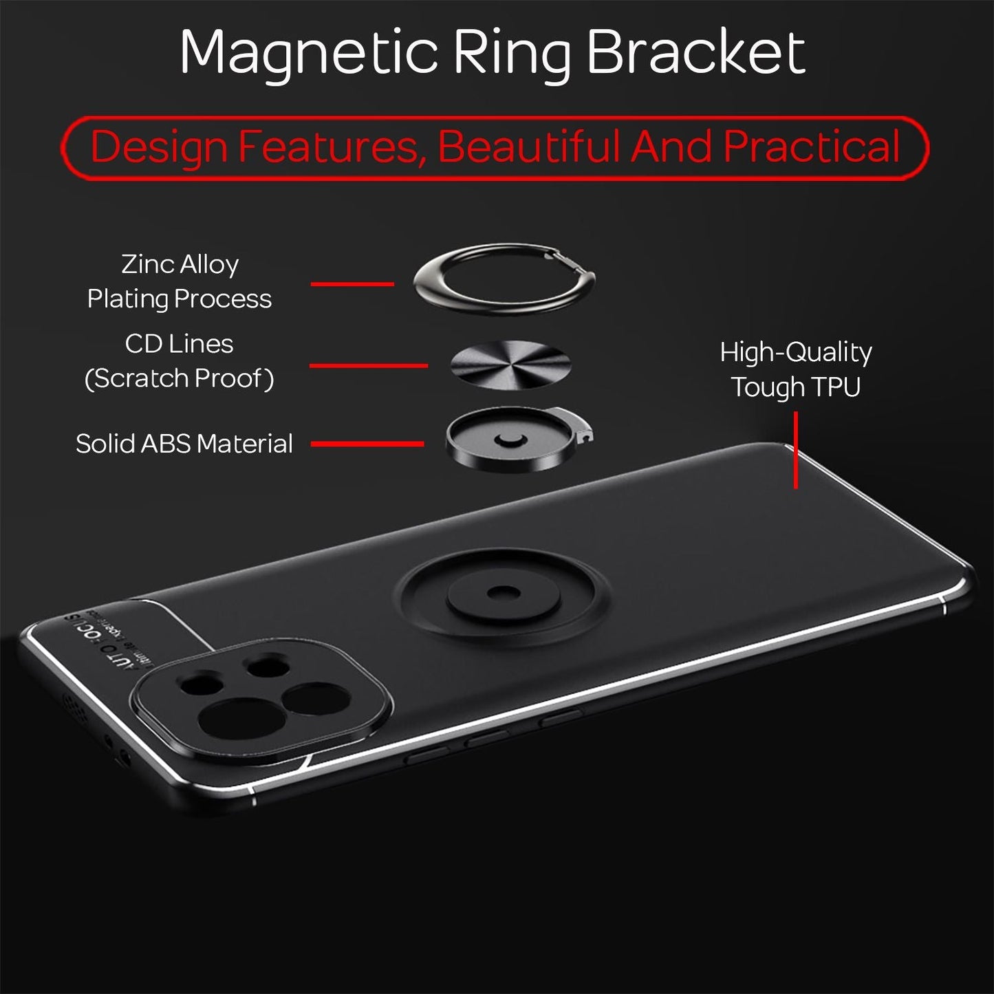 NALIA Ring Handyhülle für Xiaomi Mi 11 5G, Silikon Cover Schutz Tasche Case Etui