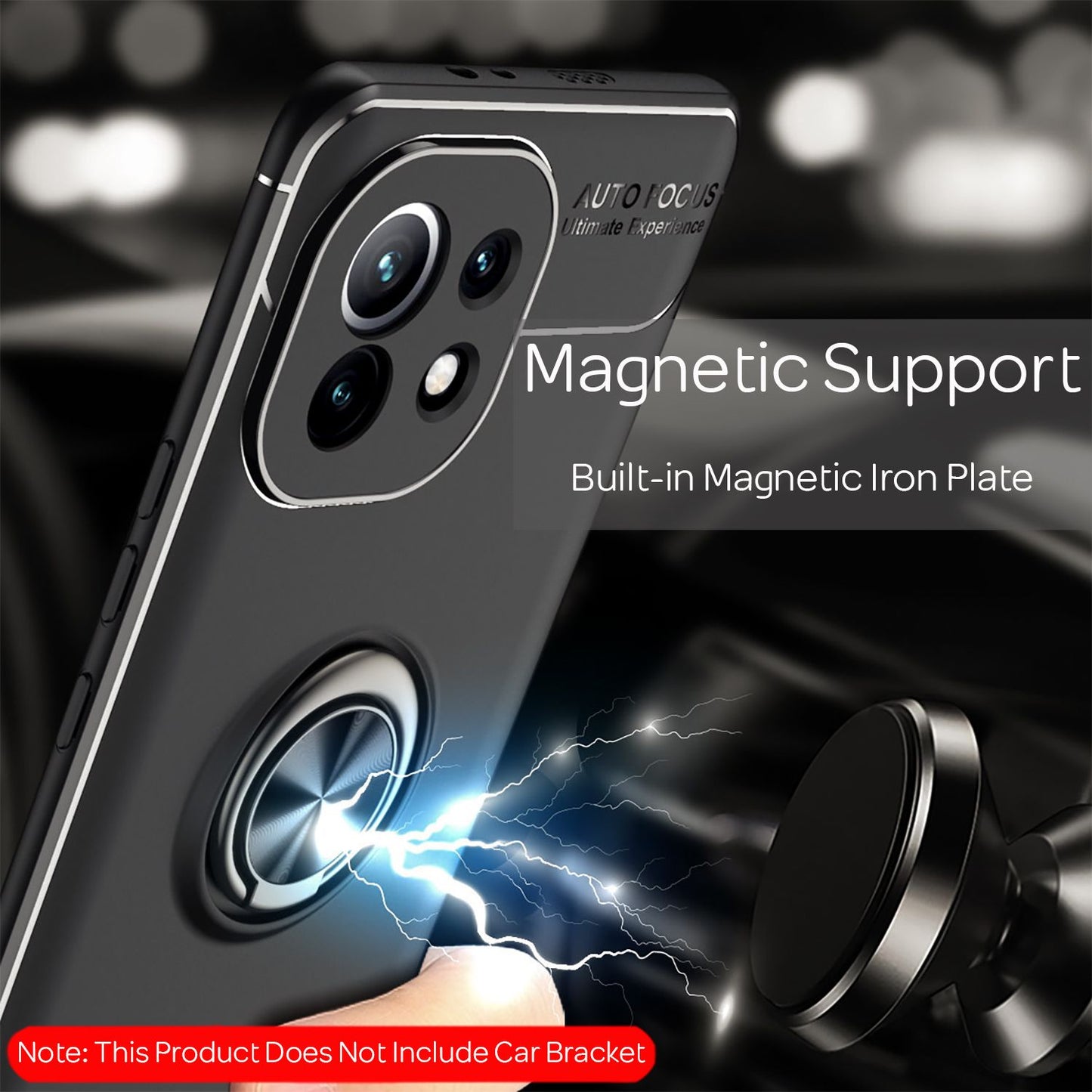 NALIA Ring Handyhülle für Xiaomi Mi 11 5G, Silikon Cover Schutz Tasche Case Etui