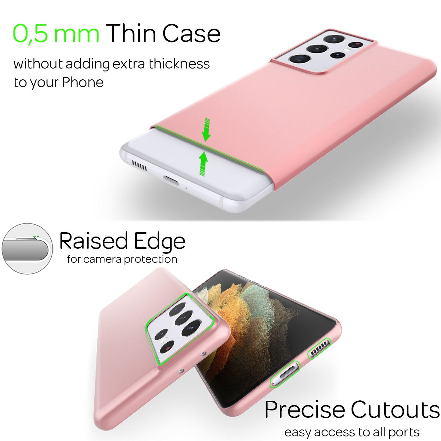 NALIA Galaxy S21 Ultra Ultradünnes Hard Case - 0,5 mm Dicke, Kratzschutz, Staubresistent