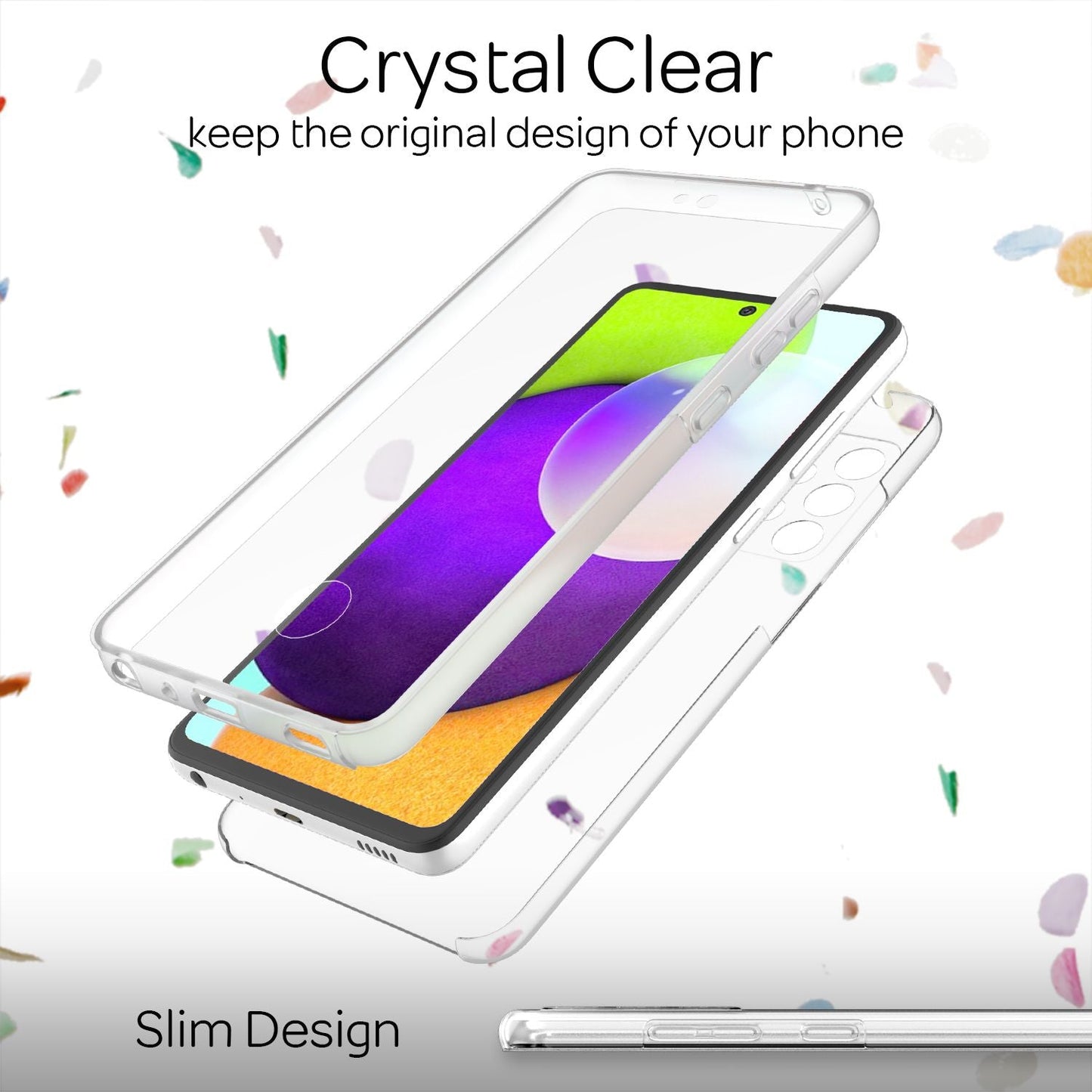 NALIA 360 Grad Handy Hülle für Galaxy A52 5G / A52, Transparent Full Cover Case
