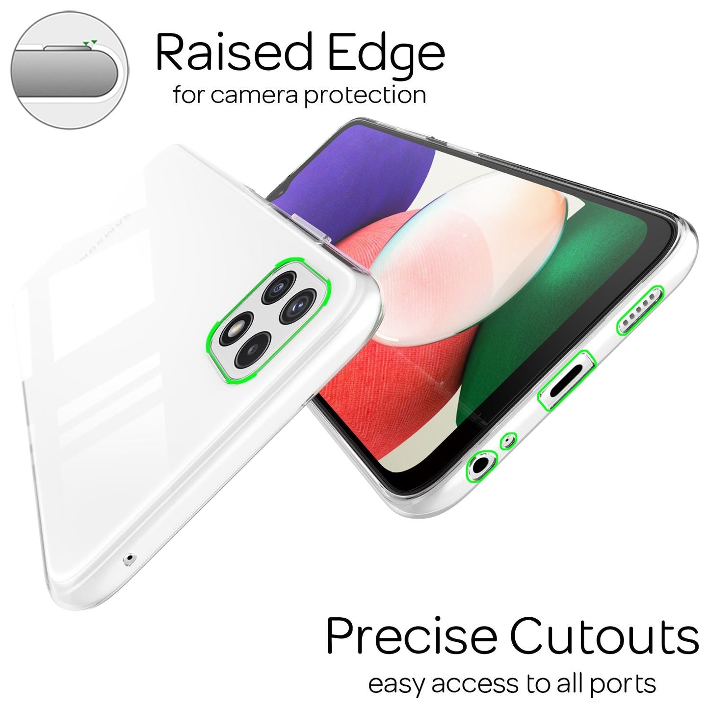 NALIA Silikon Handy Hülle AirFlex Klarheit - Abmessungen 0,8mm Dicke, Kompatibel Galaxy A22 5G