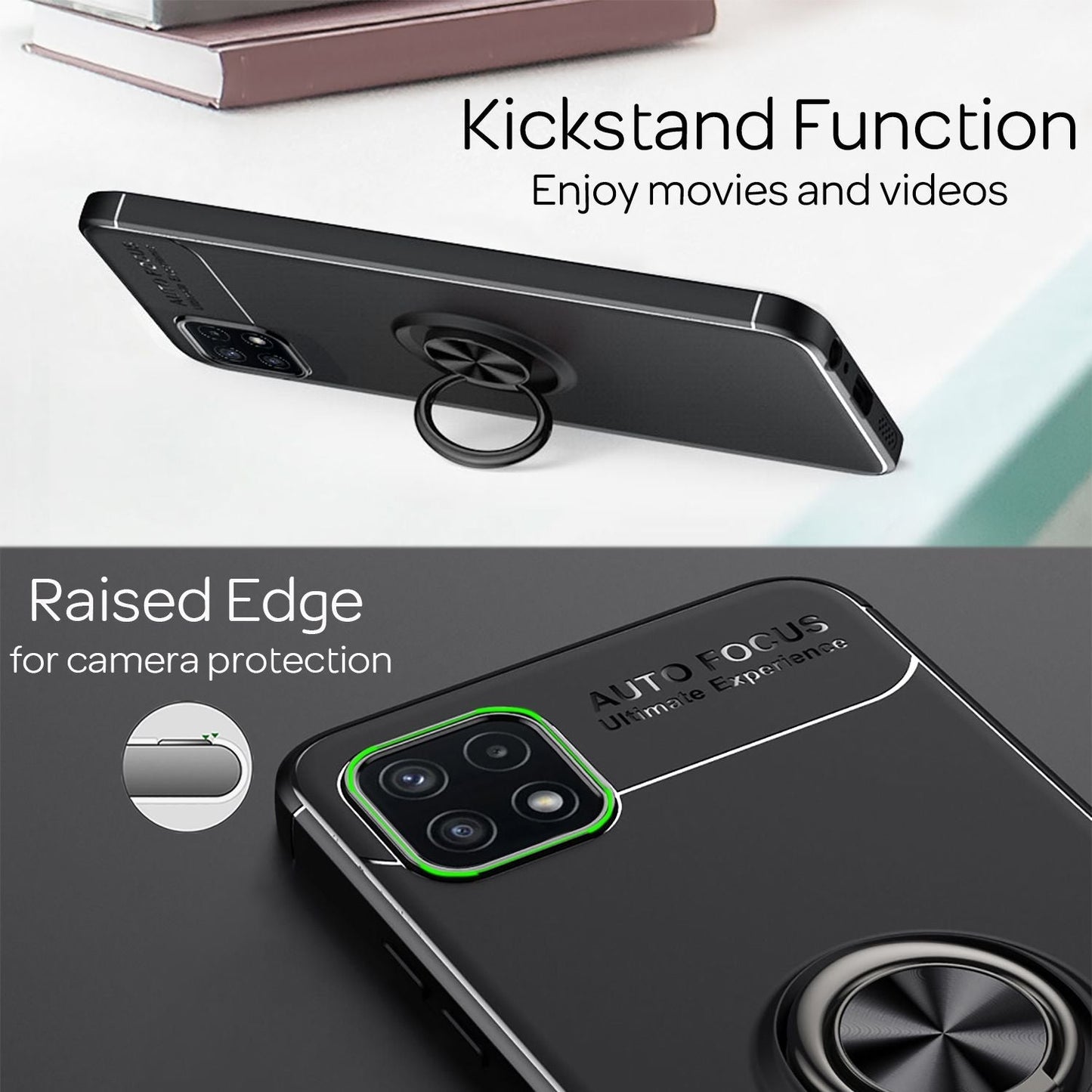 NALIA Galaxy A22 5G Ringhülle - 360 Grad Ringhalter, Matte Oberfläche, Passgenau A22 5G