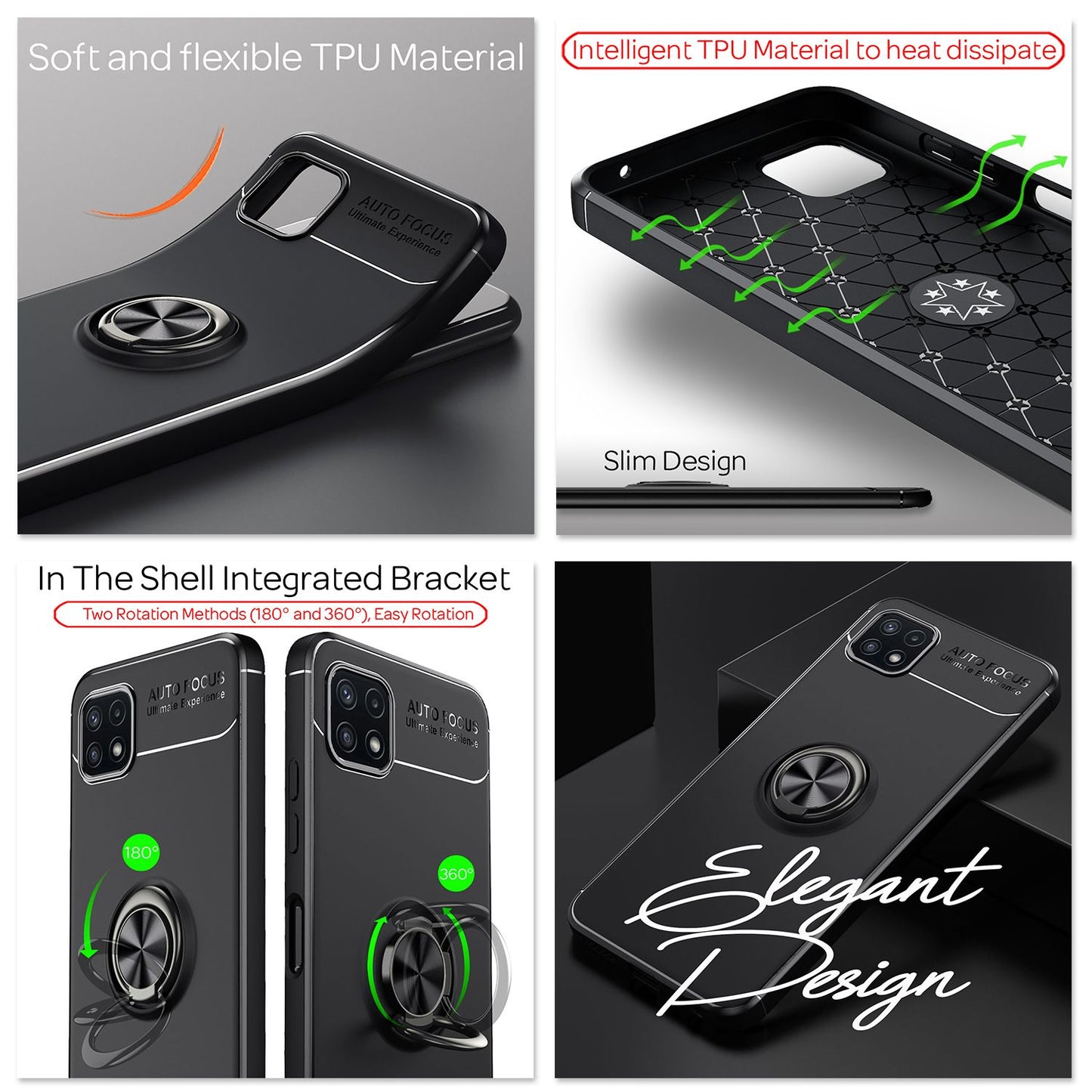 NALIA Galaxy A22 5G Ringhülle - 360 Grad Ringhalter, Matte Oberfläche, Passgenau A22 5G