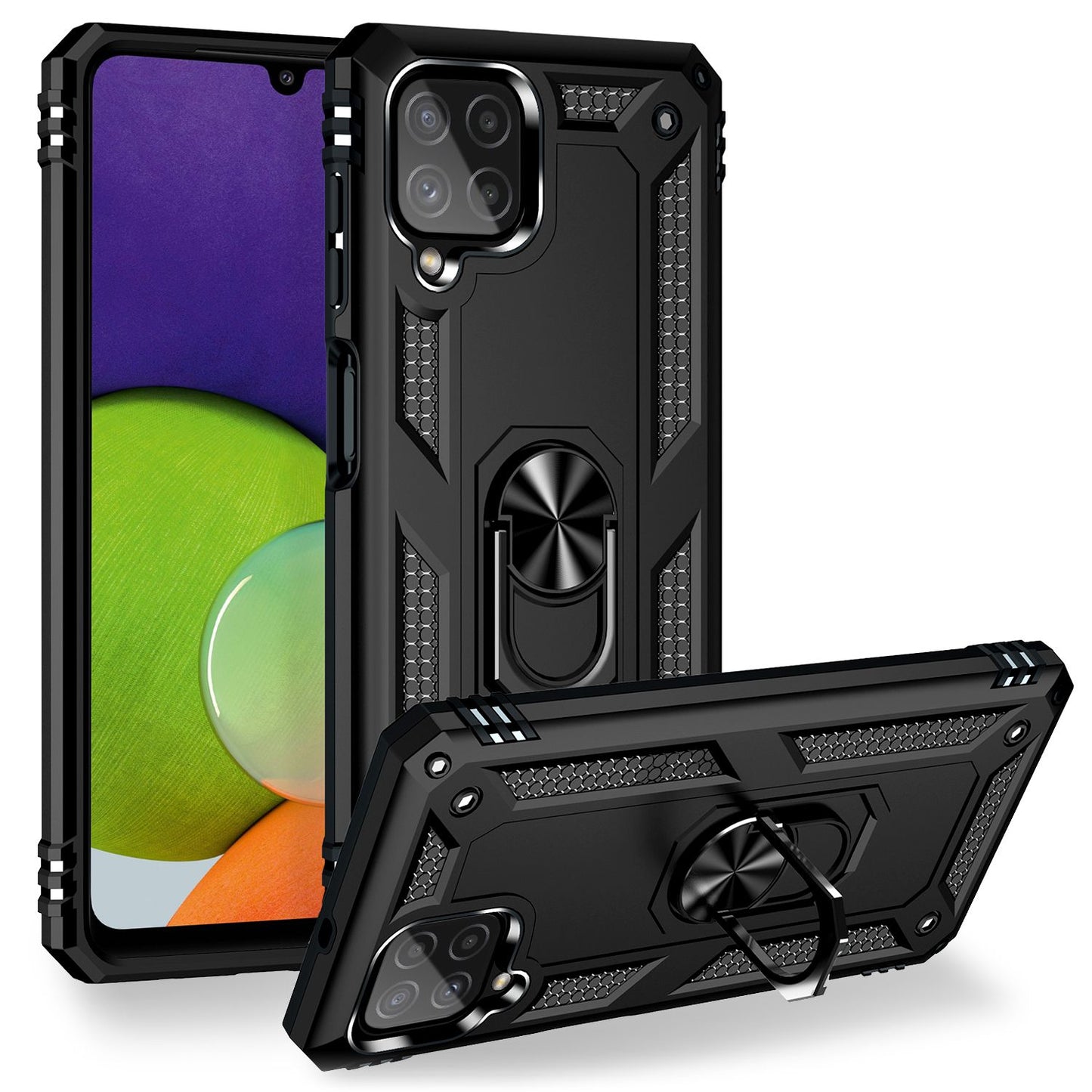 NALIA Military-Style Ringhülle für Samsung Galaxy A22, Extrem Schützend Stoßfest