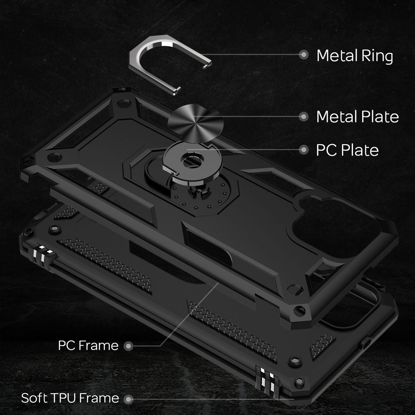 NALIA Military-Style Ringhülle für Samsung Galaxy A22, Extrem Schützend Stoßfest