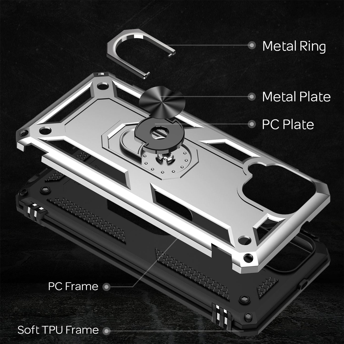 NALIA Military-Style Ringhülle für Samsung Galaxy A22, Extrem Schützend Stoßfest