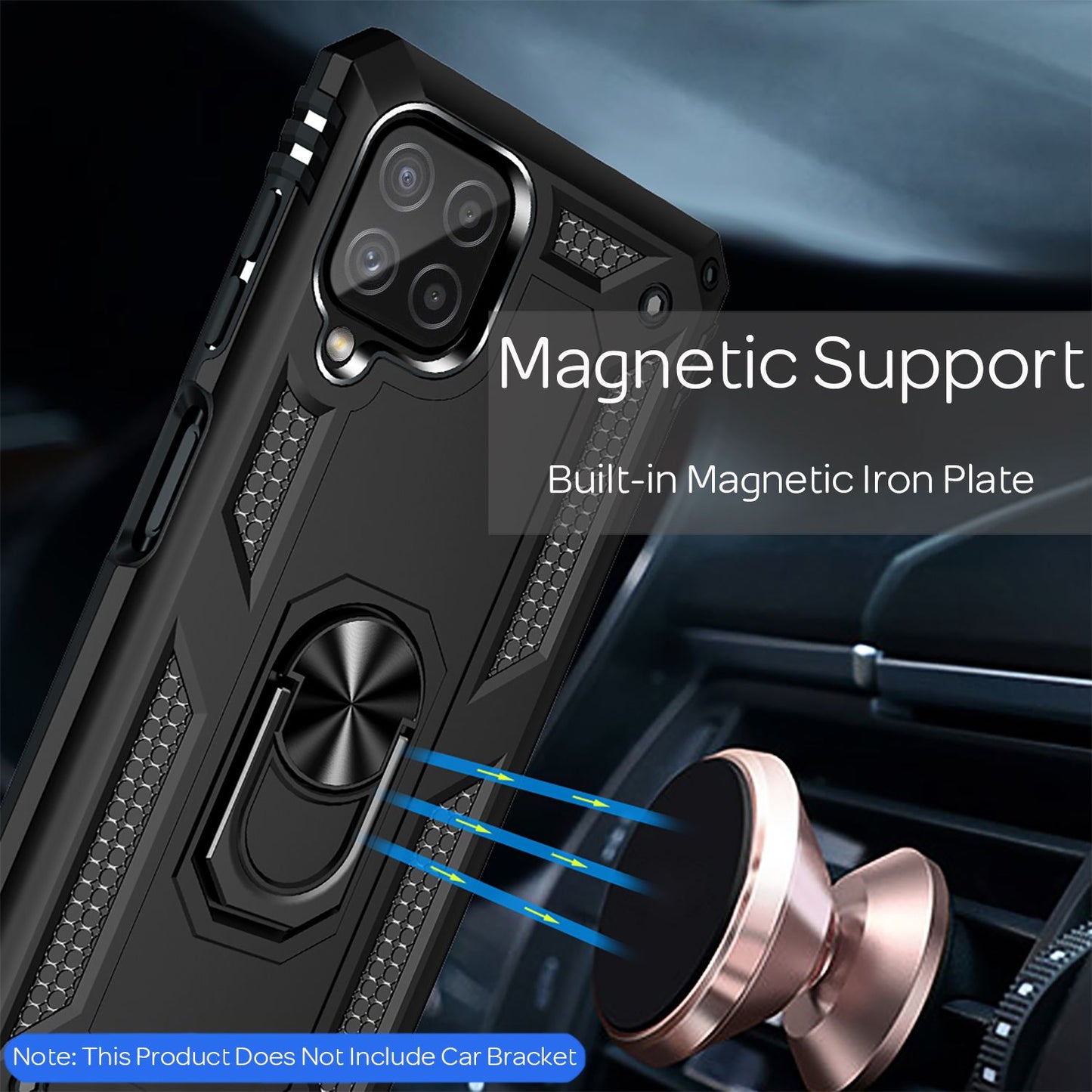 NALIA Military-Style Ringhülle für Samsung Galaxy A22, Extrem Schützend Stoßfest