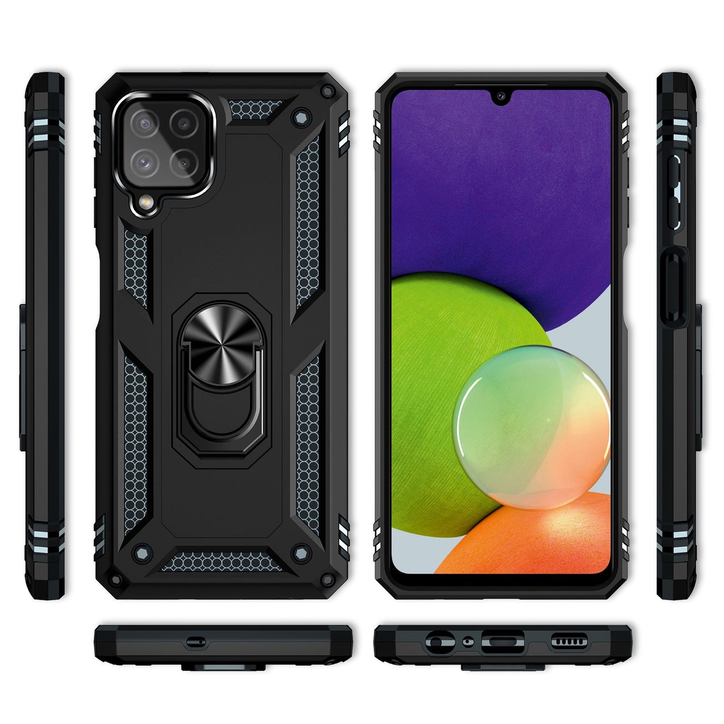 NALIA Military-Style Ringhülle für Samsung Galaxy A22, Extrem Schützend Stoßfest