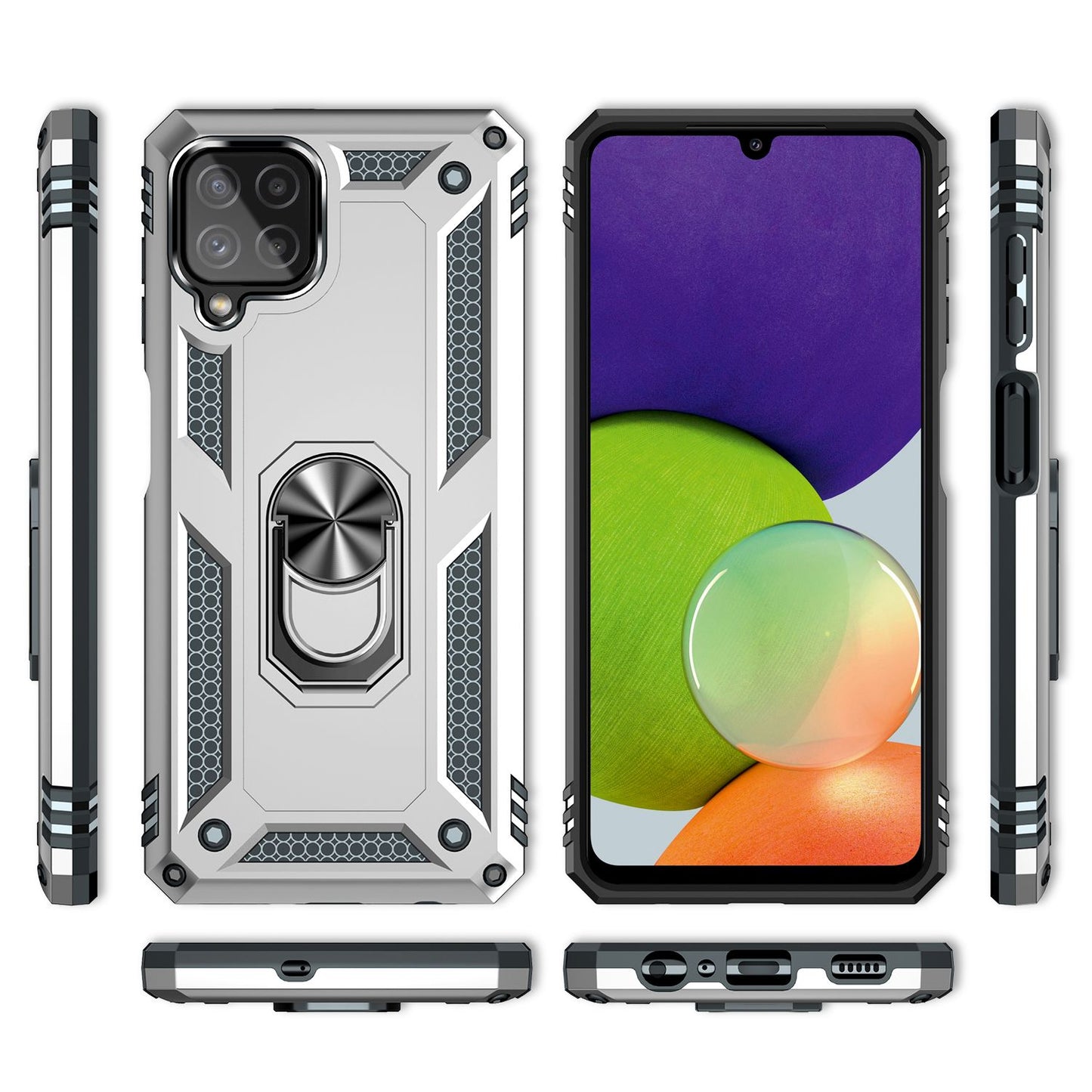 NALIA Military-Style Ringhülle für Samsung Galaxy A22, Extrem Schützend Stoßfest