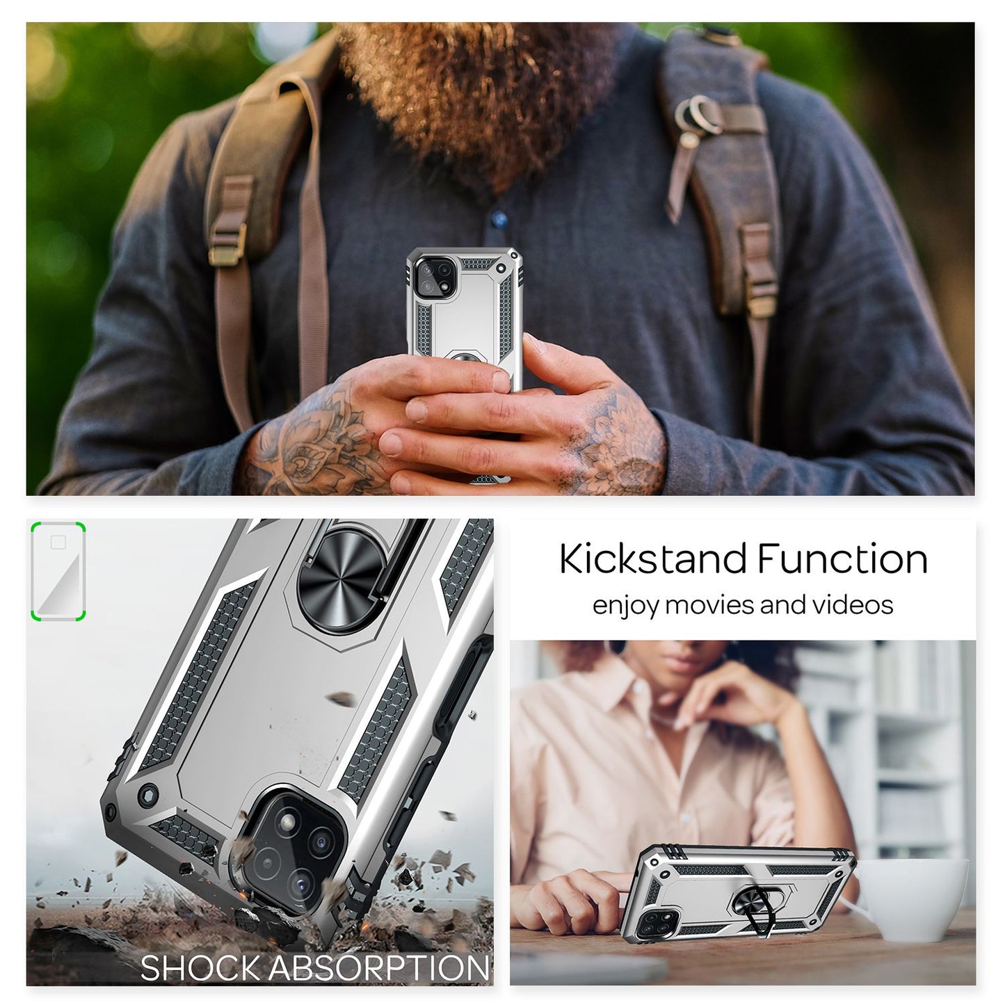 Husă NALIA Berlin pentru Galaxy A22 5G, în stil militar - Capacitate mare, absorbție performantă a șocurilor, dimensiuni care se potrivesc perfect