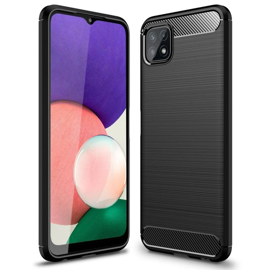 NALIA Carbon Look Case für Samsung Galaxy A22 5G, Matt-Schwarze Silikonhülle