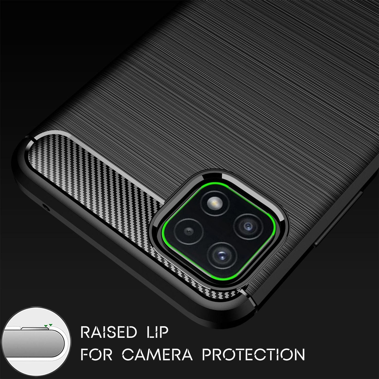 NALIA Carbon Look Case für Samsung Galaxy A22 5G, Matt-Schwarze Silikonhülle