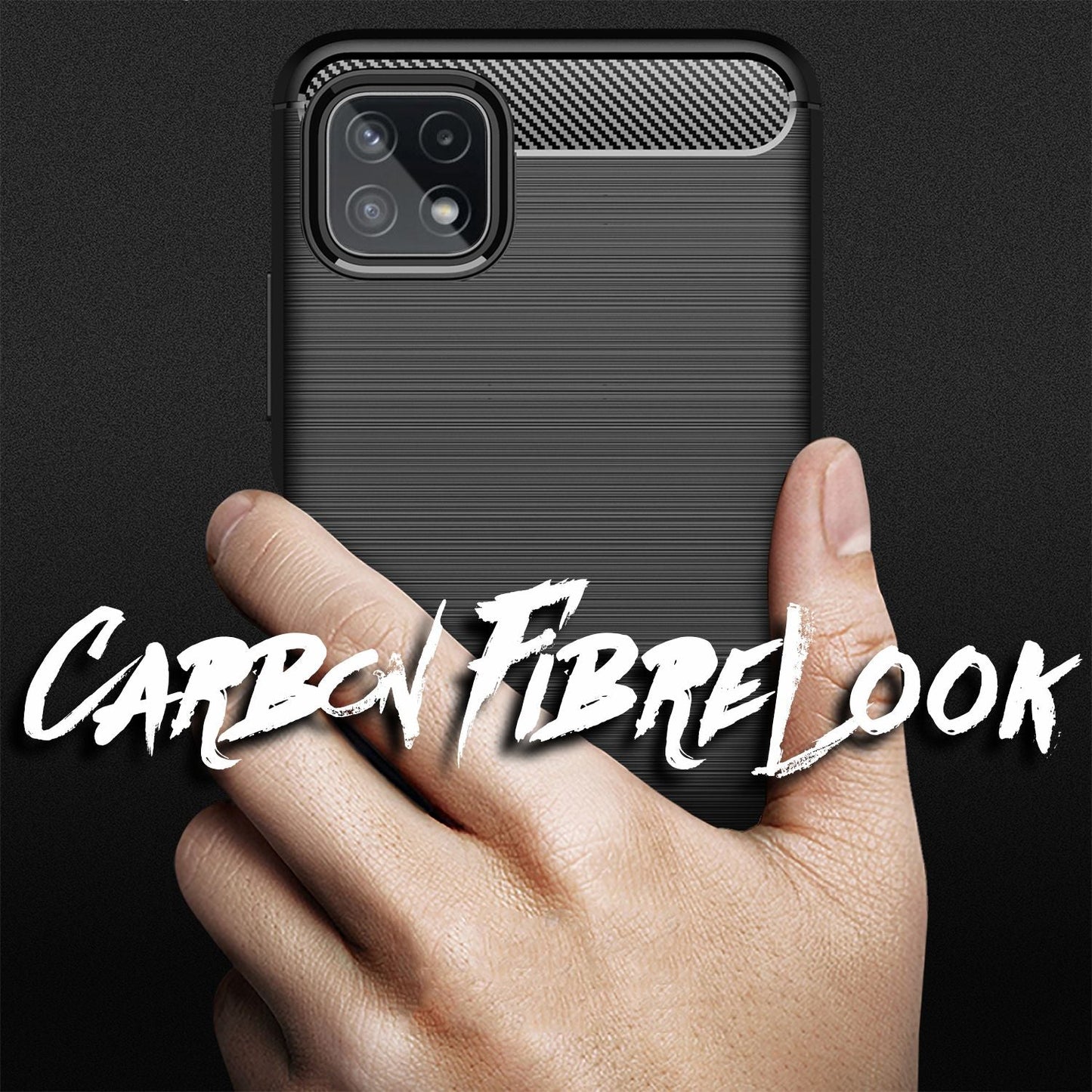 NALIA Carbon Look Case für Samsung Galaxy A22 5G, Matt-Schwarze Silikonhülle