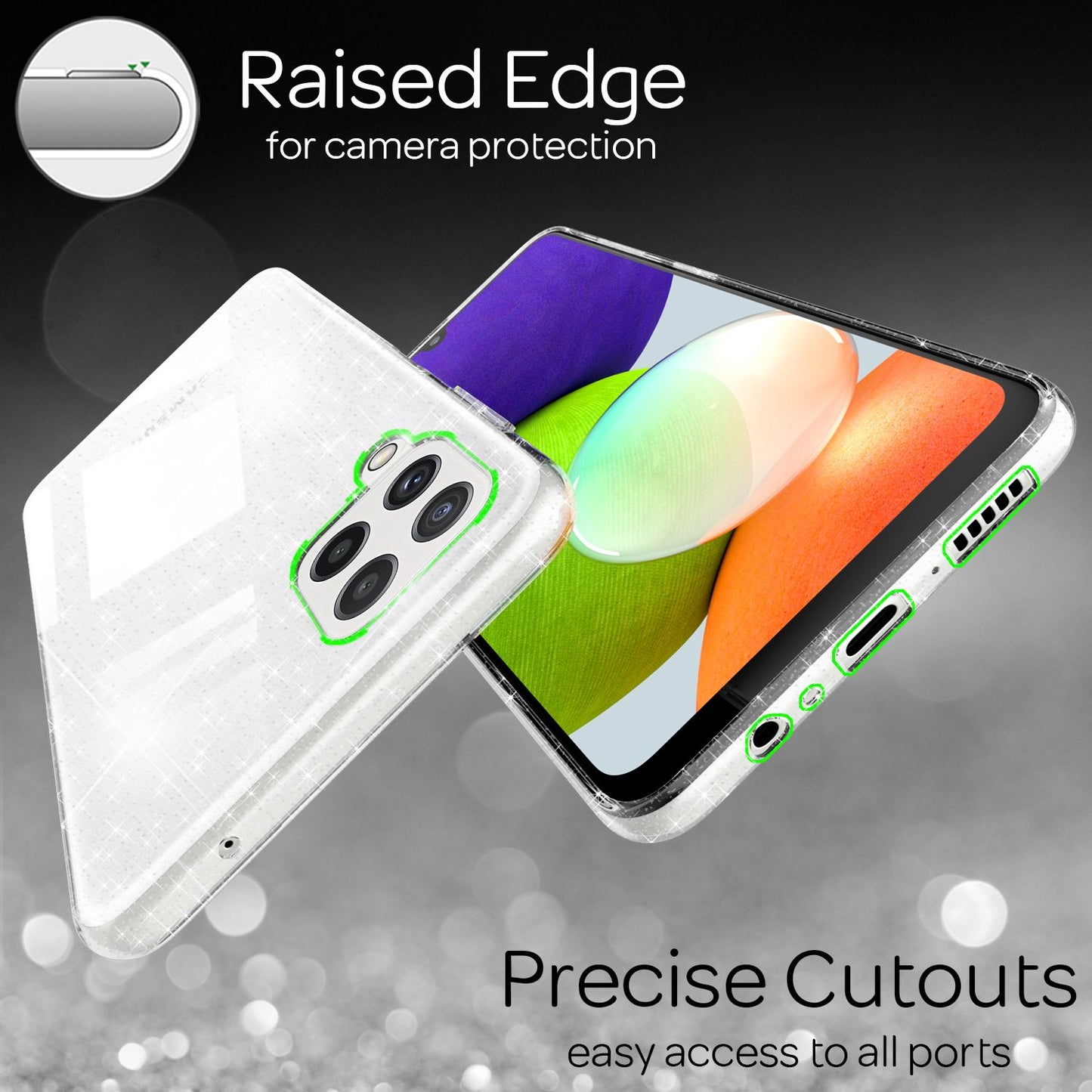 Husă NALIA Dazzlin Luxury cu sclipici - Compatibilă cu Galaxy A22, Transparentă, Efect sclipici