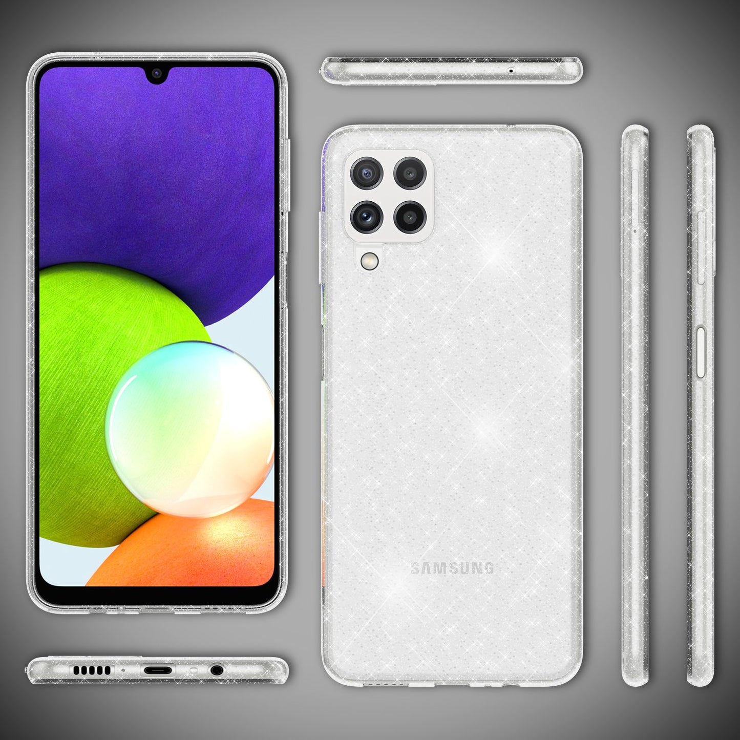 Husă NALIA Dazzlin Luxury cu sclipici - Compatibilă cu Galaxy A22, Transparentă, Efect sclipici