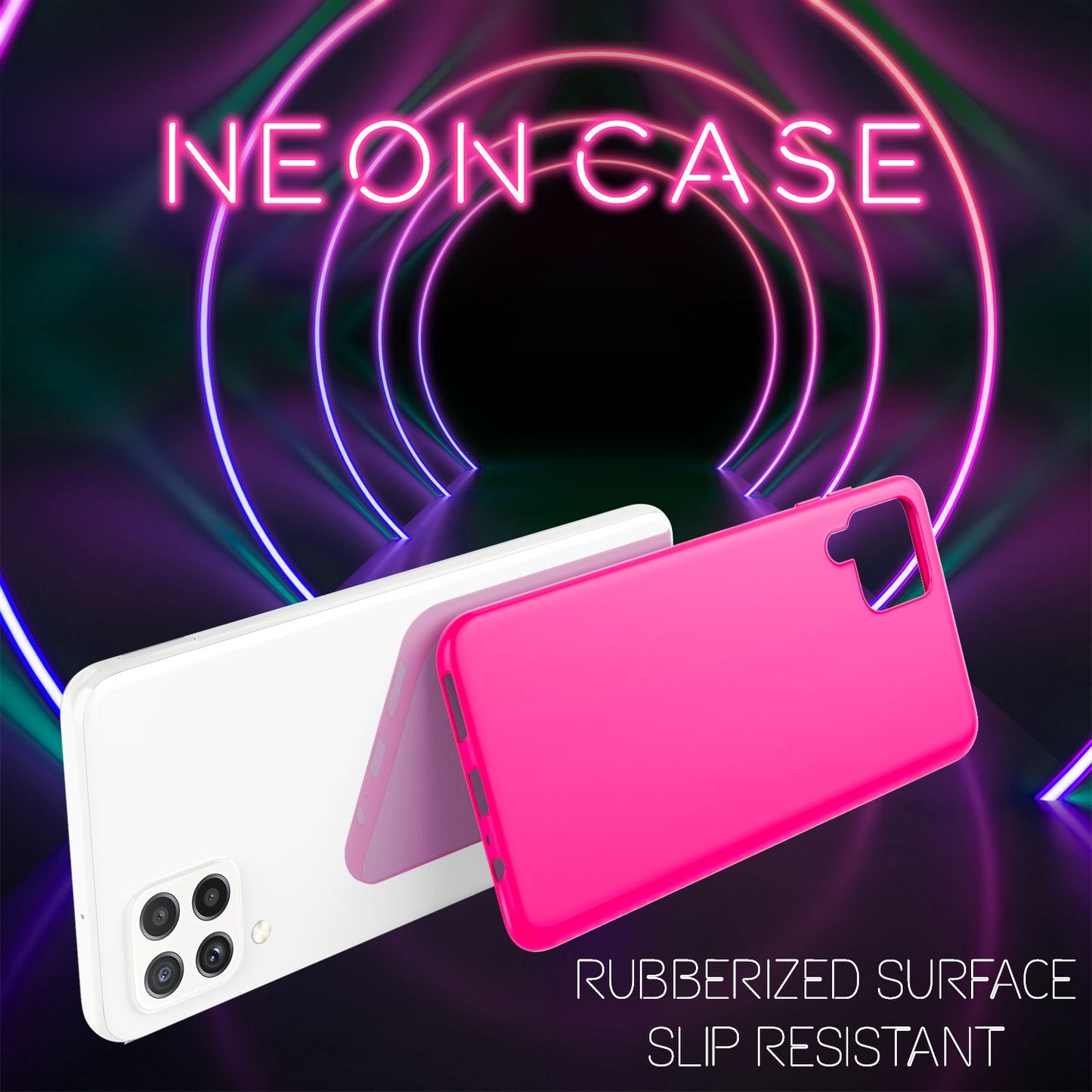 NALIA Bunte Neon Silikonhülle für Samsung Galaxy A22, Intensive Farbe Rutschfest Samtig Gummiert