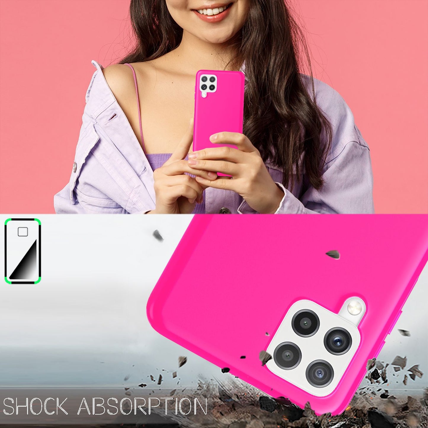 NALIA Bunte Neon Silikonhülle für Samsung Galaxy A22, Intensive Farbe Rutschfest Samtig Gummiert