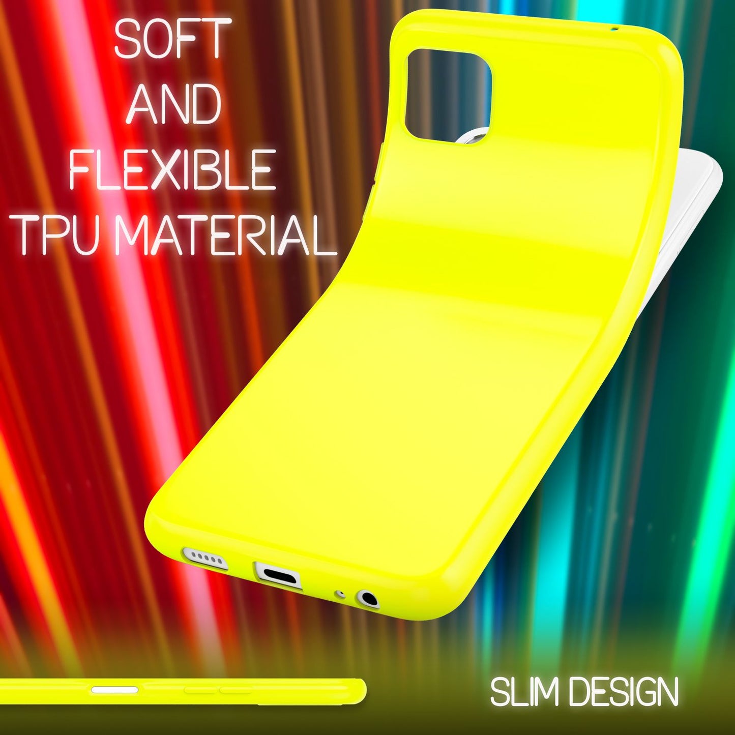 NALIA Galaxy A22 5G Neon Silikonhülle - Strahlende Neonfarben, TPU Material, Rutschfest