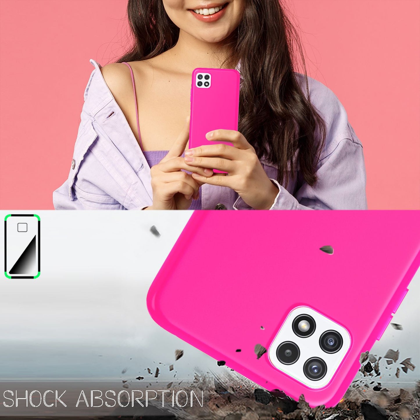 NALIA Galaxy A22 5G Neon Silikonhülle - Strahlende Neonfarben, TPU Material, Rutschfest