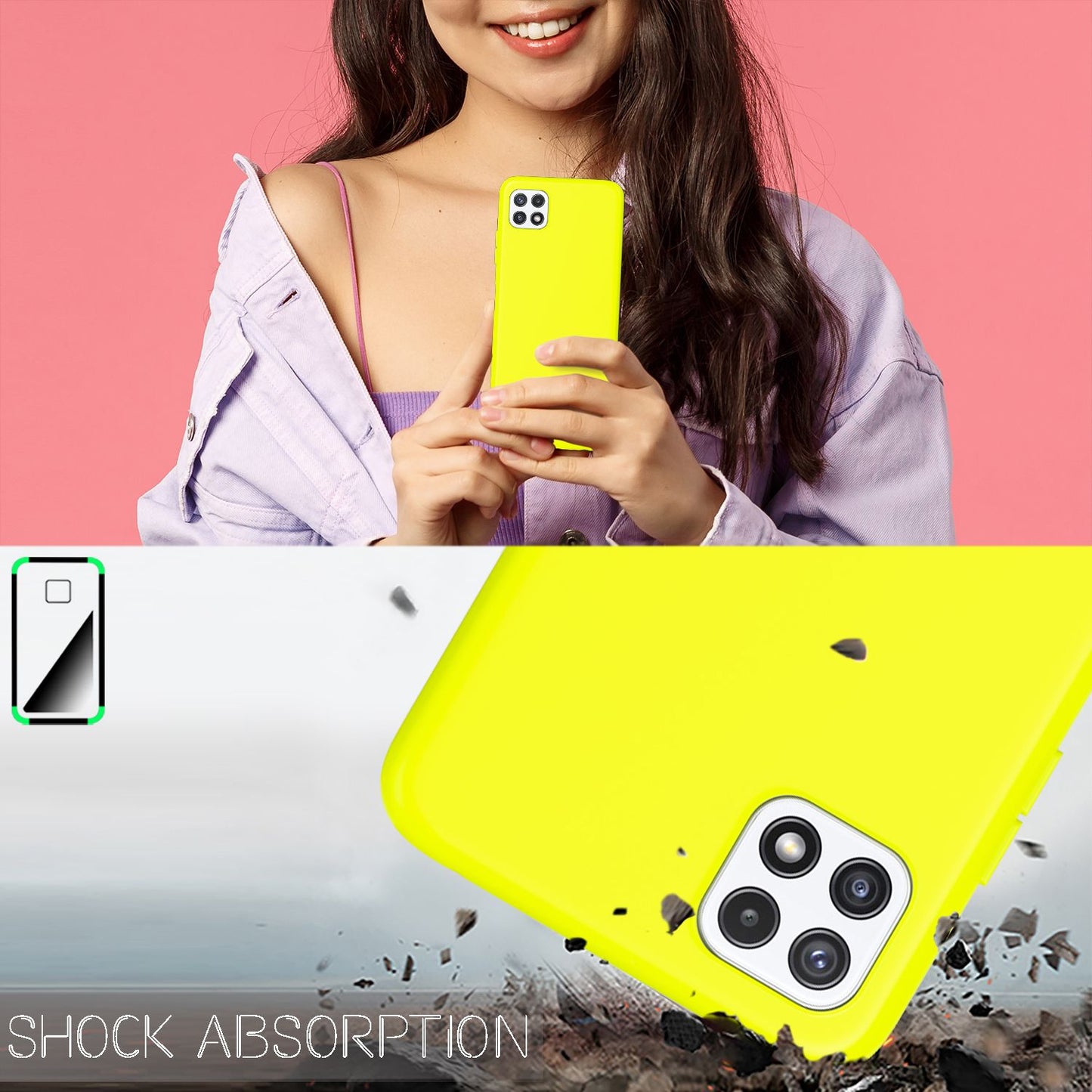 NALIA Galaxy A22 5G Neon Silikonhülle - Strahlende Neonfarben, TPU Material, Rutschfest