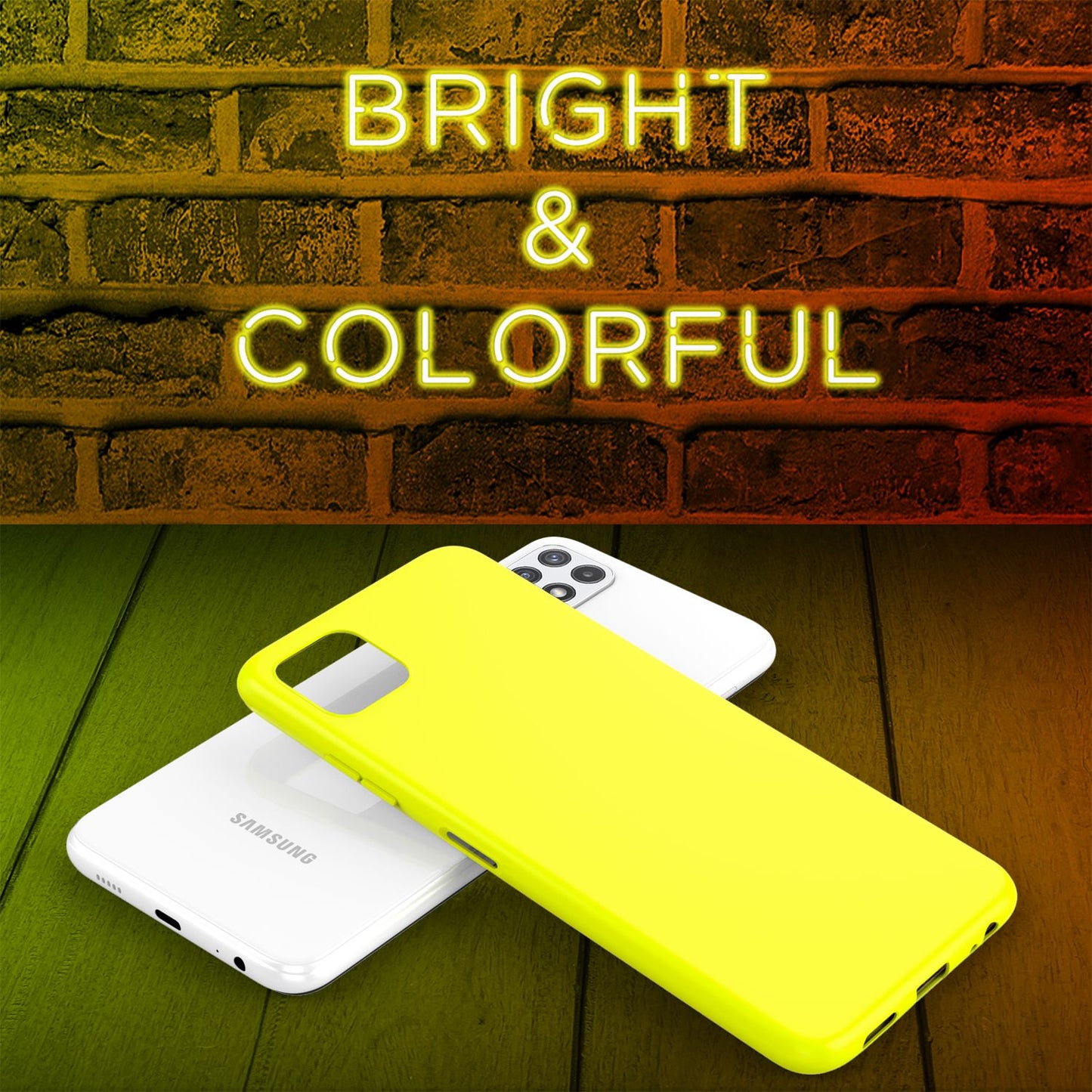 NALIA Galaxy A22 5G Neon Silikonhülle - Strahlende Neonfarben, TPU Material, Rutschfest