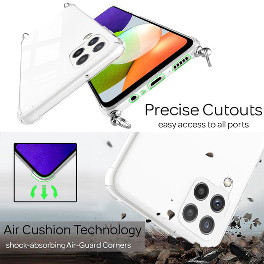 NALIA Hangit Transparente Hülle Mit Kette - A22 Kompatibel, Vergilbungsfrei