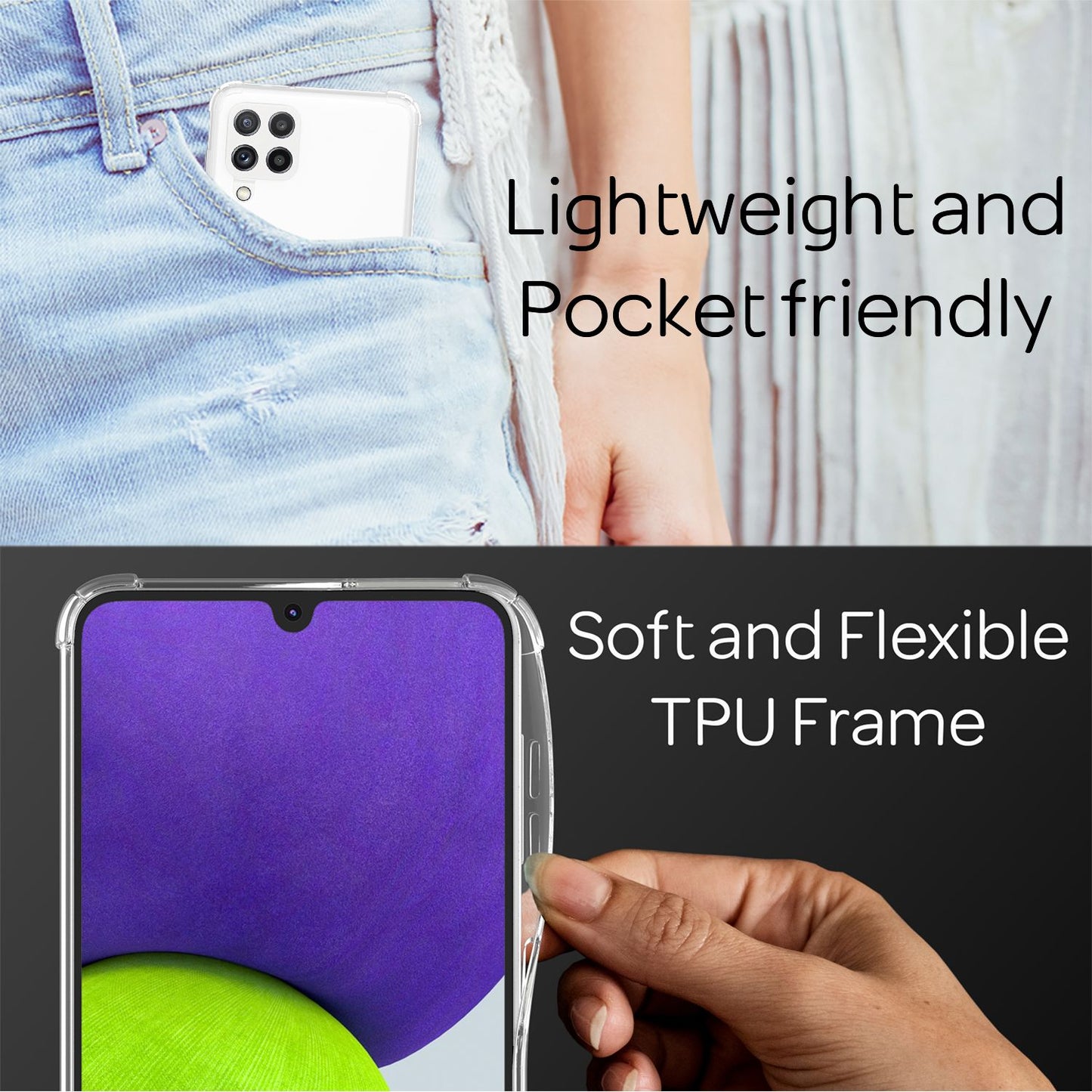 NALIA Hangit Transparente Hülle Mit Kette - A22 Kompatibel, Vergilbungsfrei