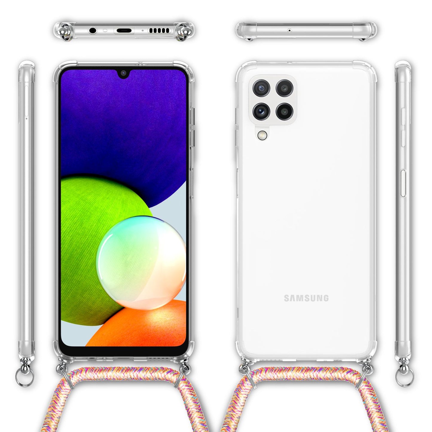 NALIA Hangit Transparente Hülle Mit Kette - A22 Kompatibel, Vergilbungsfrei