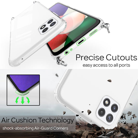 NALIA Galaxy A22 5G Transparente Hülle Mit Kette - Kompatibel, TPU Material, Robuste Schutzhülle