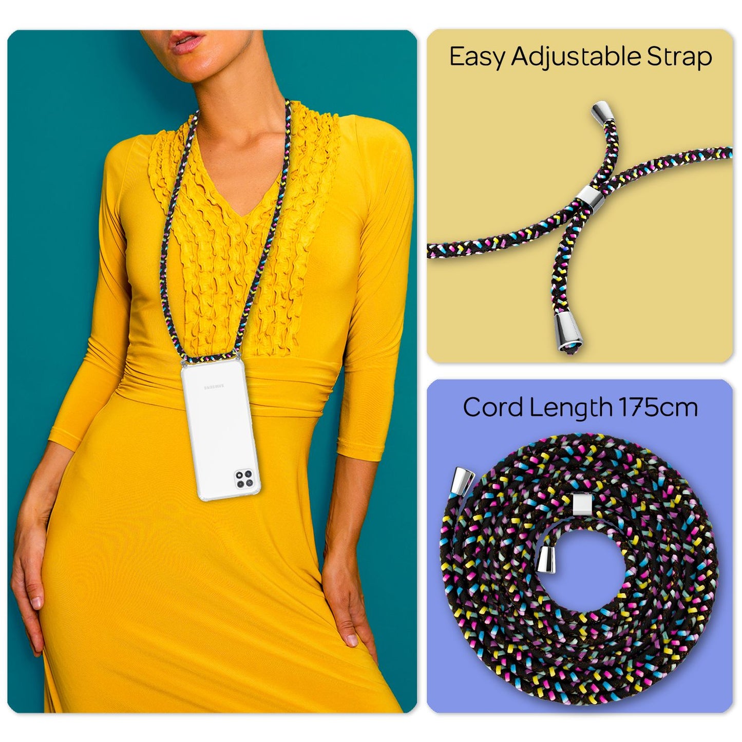 NALIA Galaxy A22 5G Transparente Hülle Mit Kette - Kompatibel, TPU Material, Robuste Schutzhülle