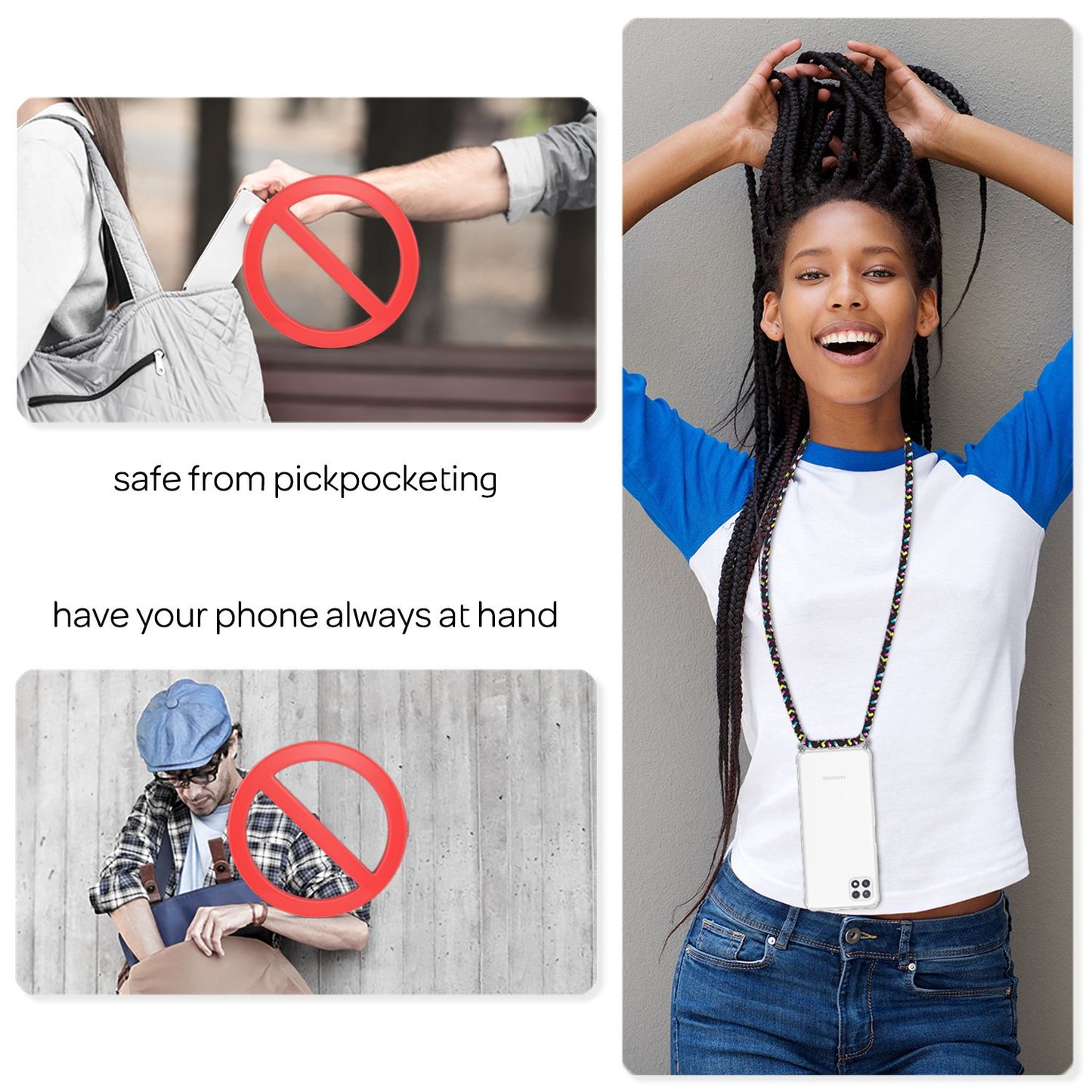 NALIA Galaxy A22 5G Transparente Hülle Mit Kette - Kompatibel, TPU Material, Robuste Schutzhülle